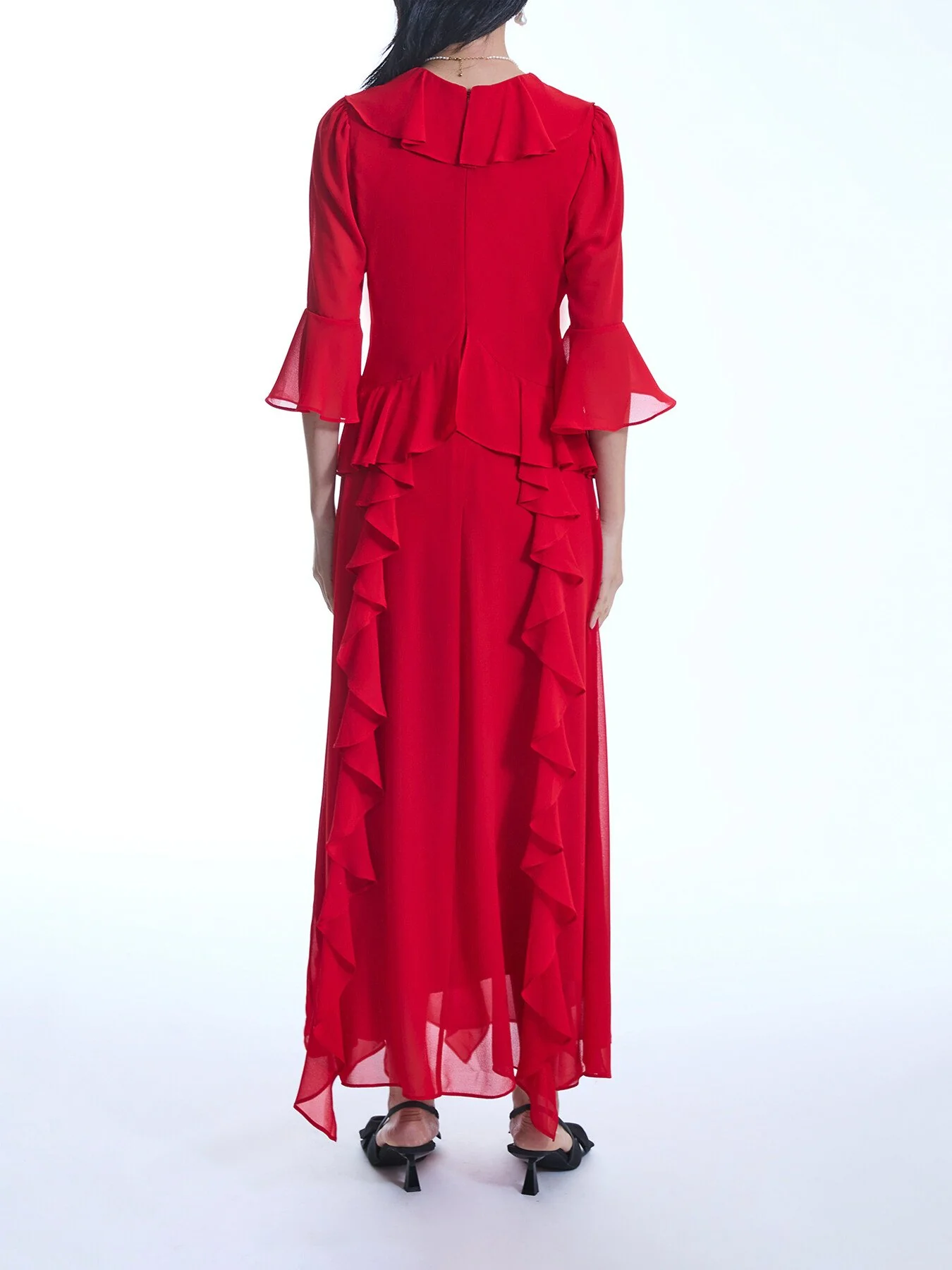 V-Neck Ruffle Dress - Image 5