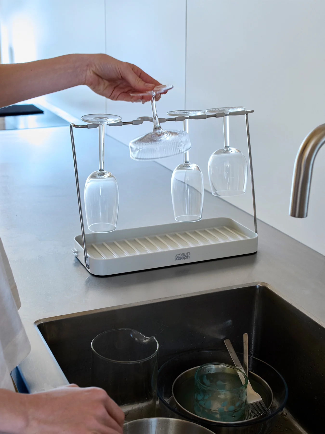 DrySmart Wine Glass Drying Rack Light Stone - Image 2