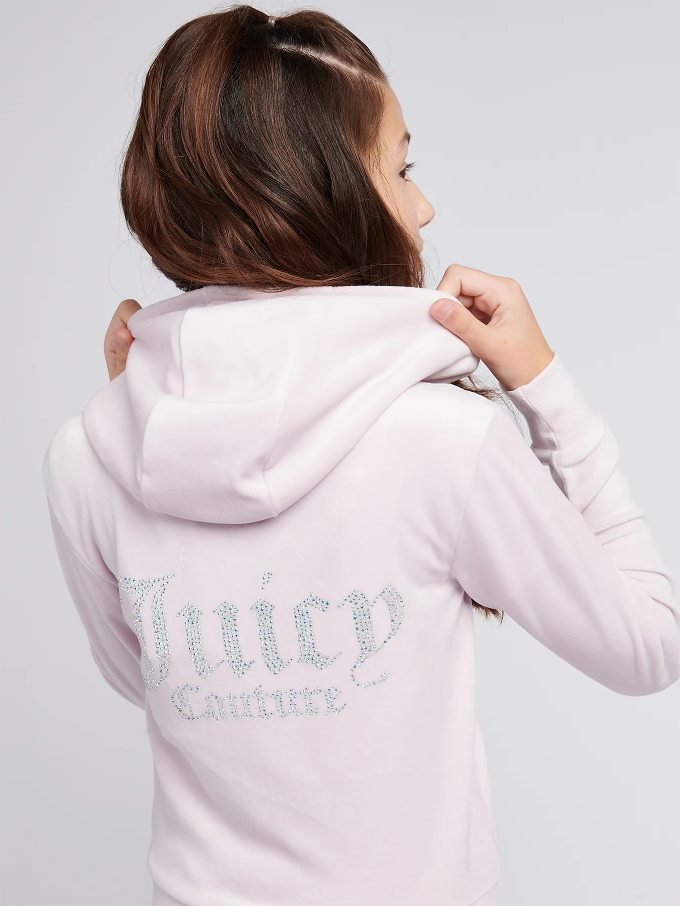 Kids’ Diamante Zip Through Hoodie Pink - Image 3