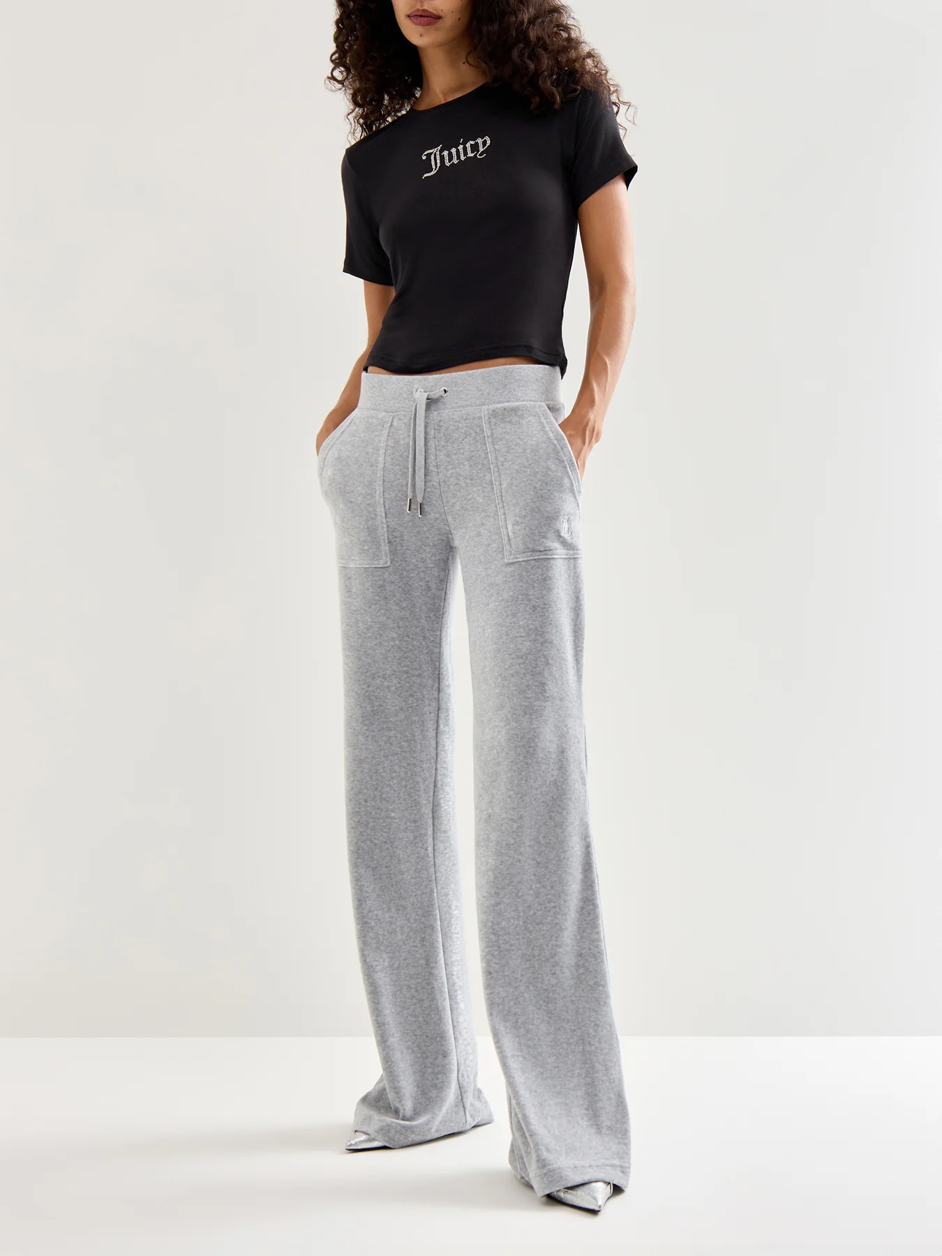 Sheer Fitted Diamante Black Tee - Image 2