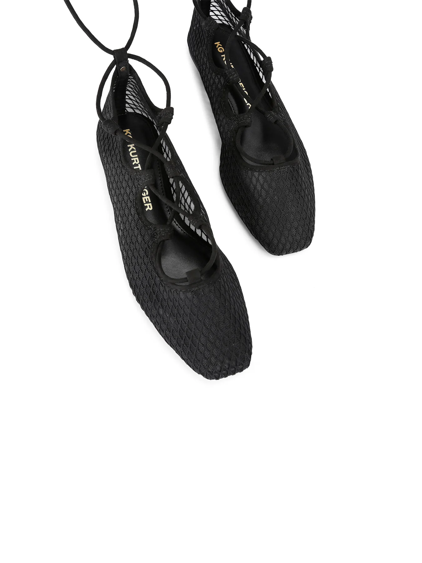 Nina Tie Up Black Flats - Image 2