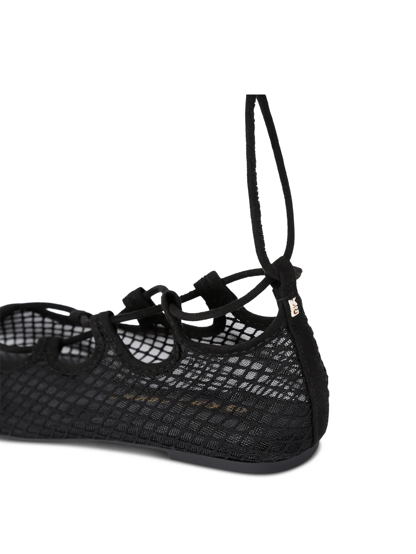 Nina Tie Up Black Flats - Image 3