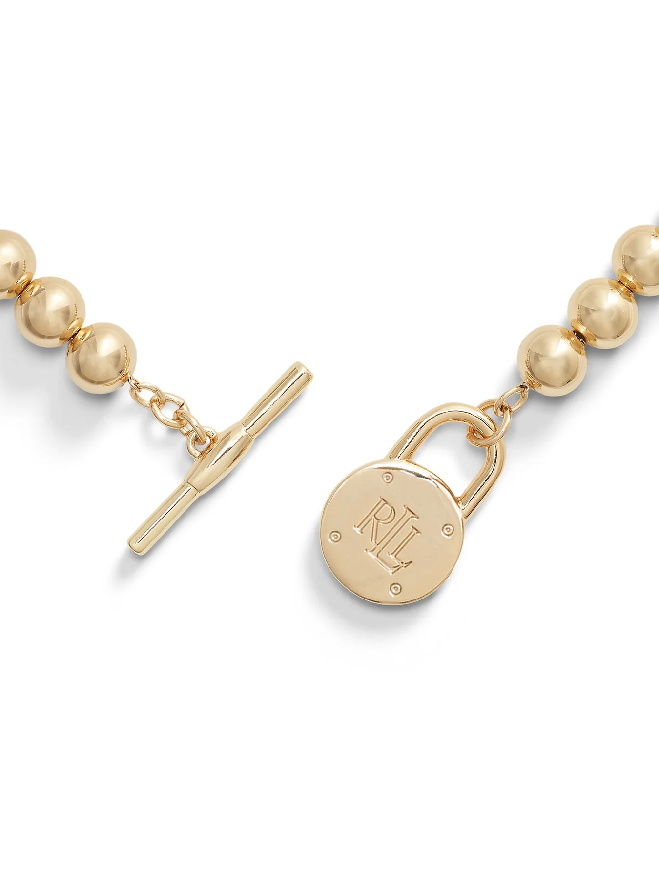 Beaded Logo Collar Necklace Gold - Image 4