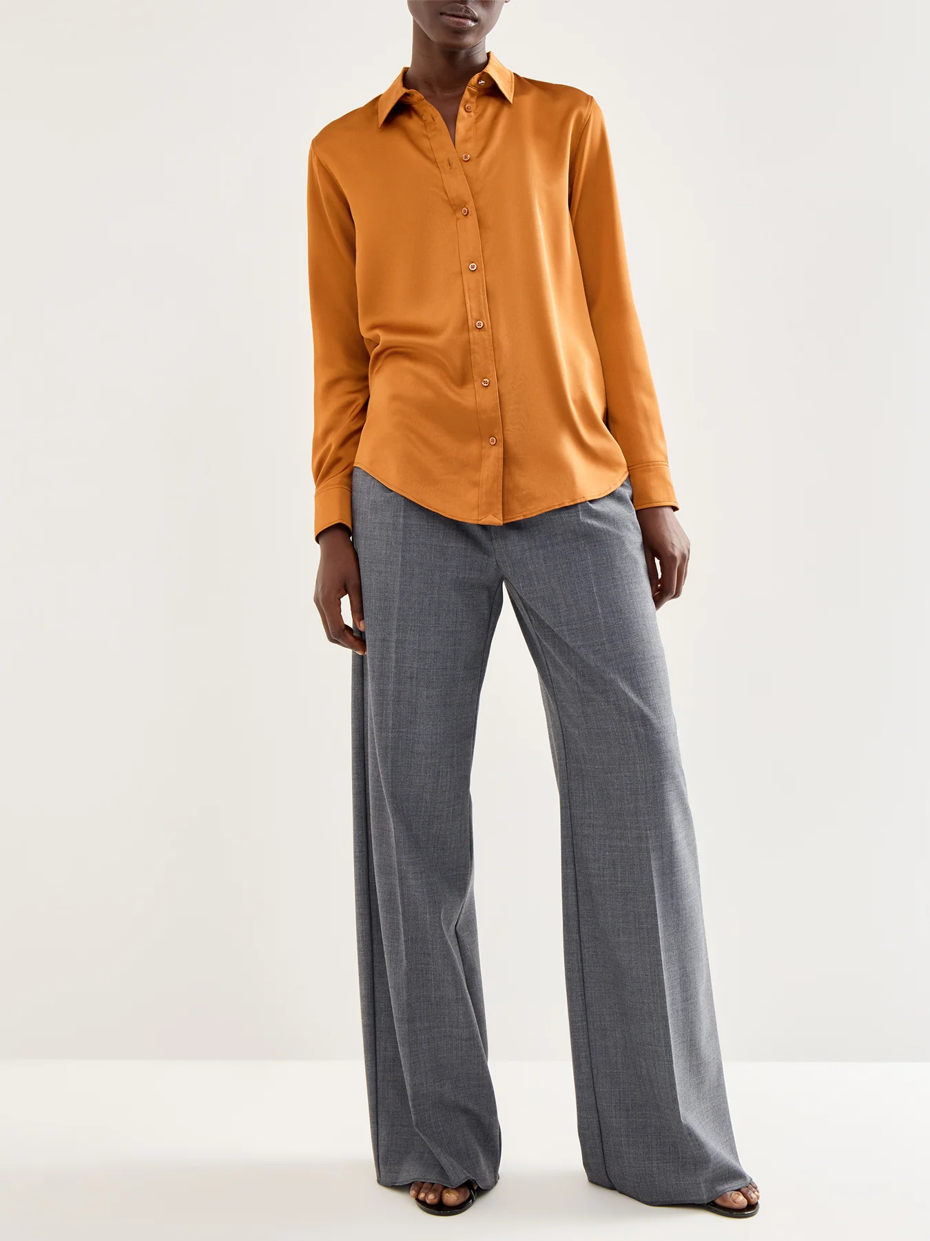 Jamelko Long Sleeves Button Front Shirt Brown - Image 2