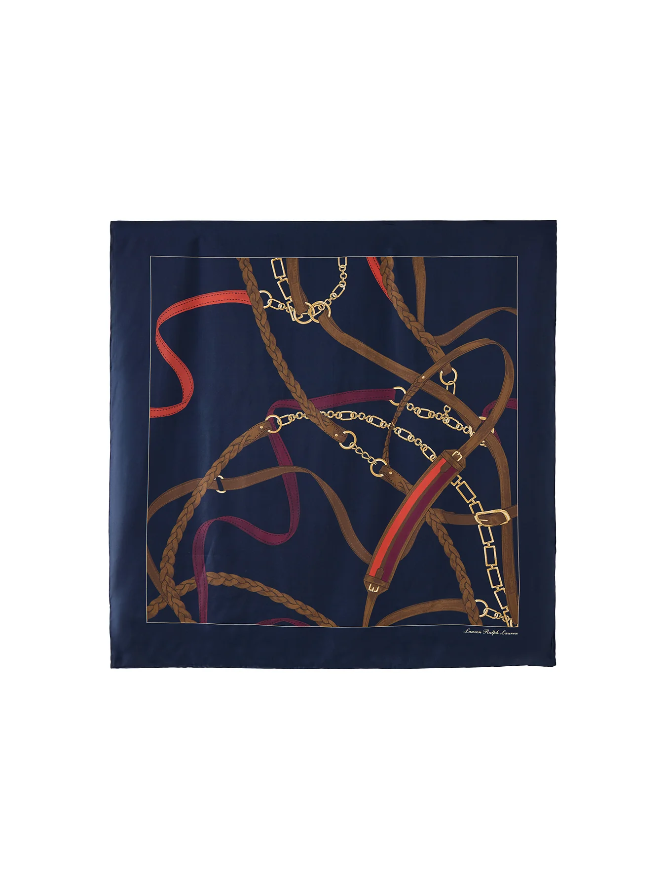 Belting Square Silk Scarf Navy
