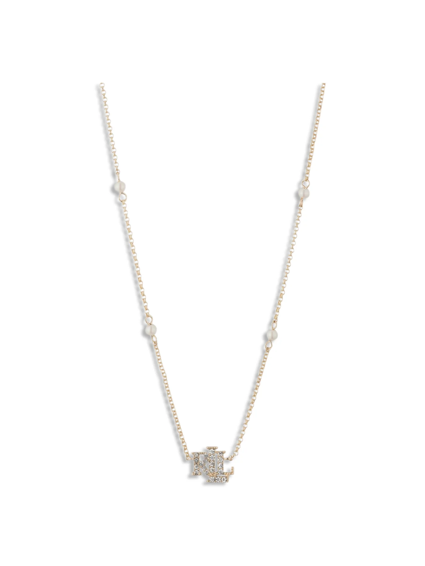 Nk 16in Logo Pearl Pendant-gldwhite Necklace