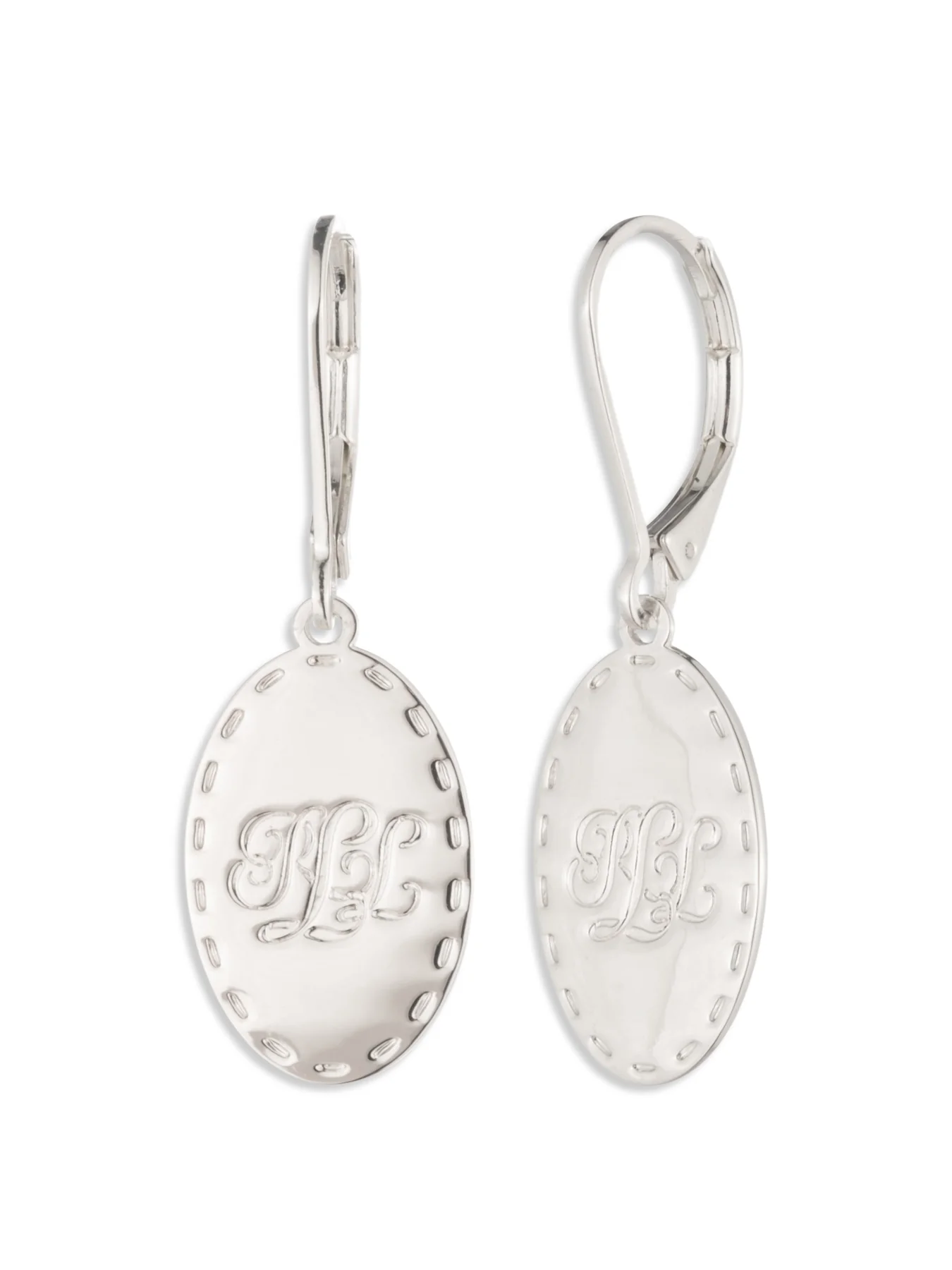 Logo Drop Earrings  Silver