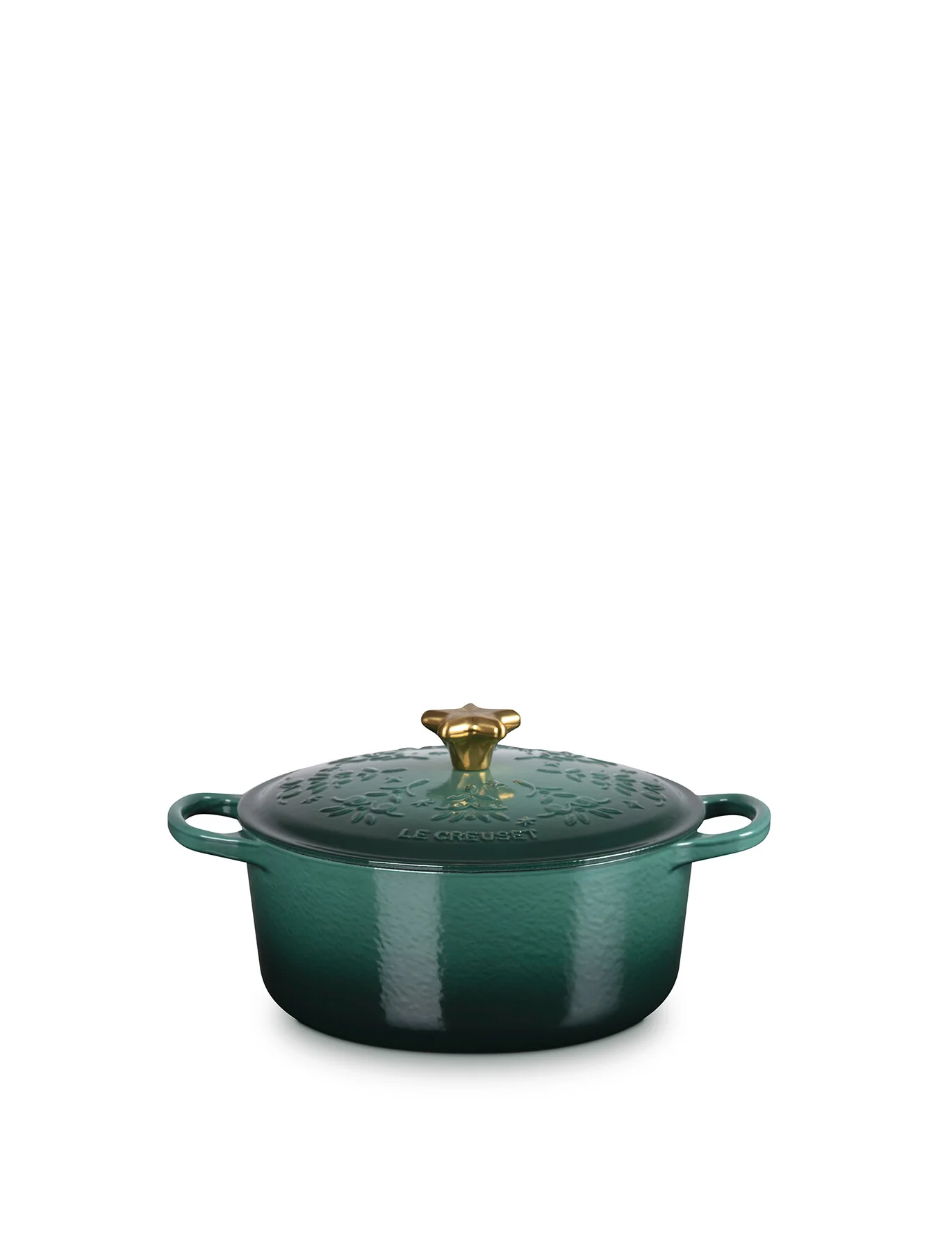 Cast Iron Round Casserole Noel Tree Relief - Image 2