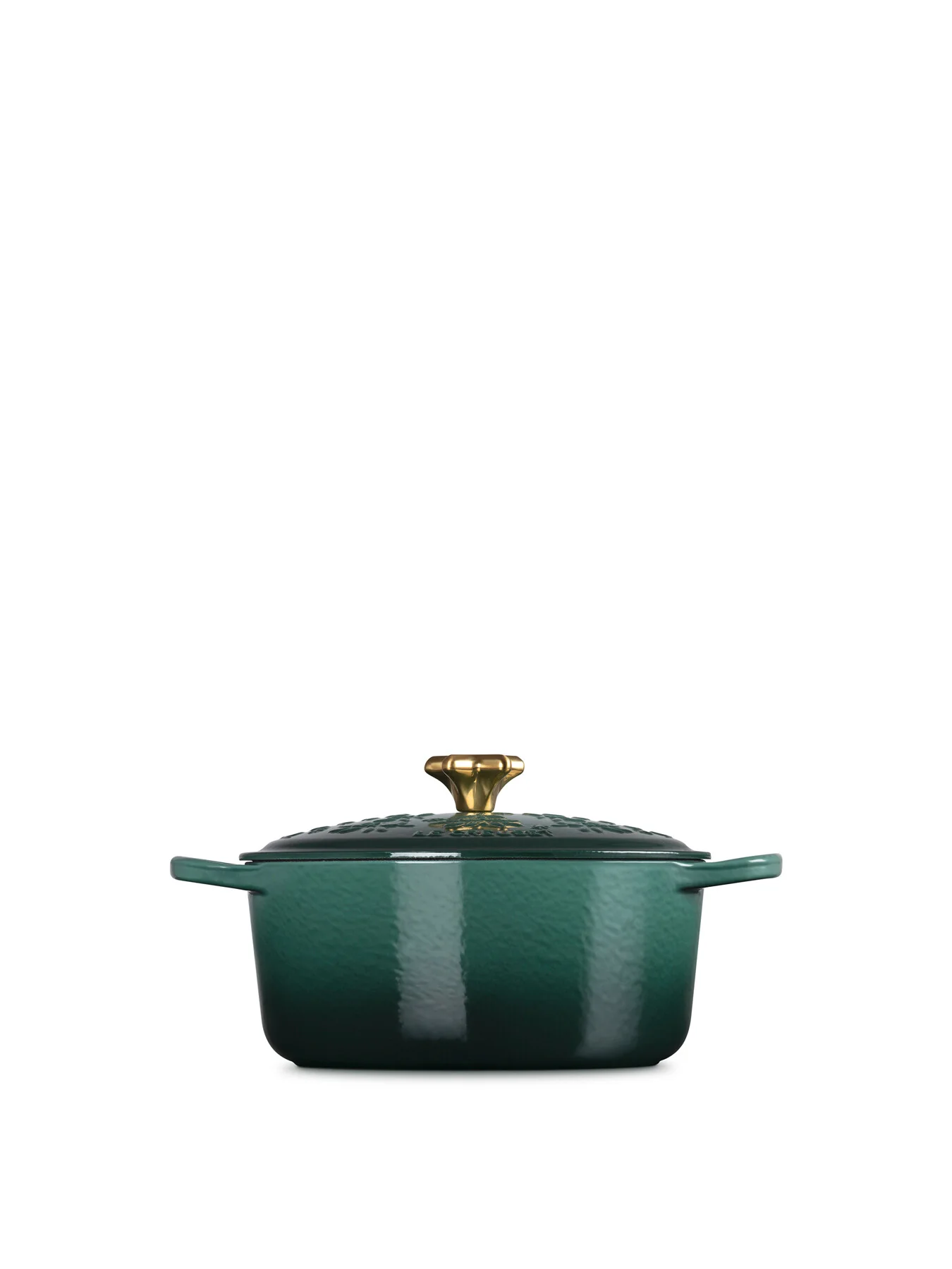 Cast Iron Round Casserole Noel Tree Relief - Image 3