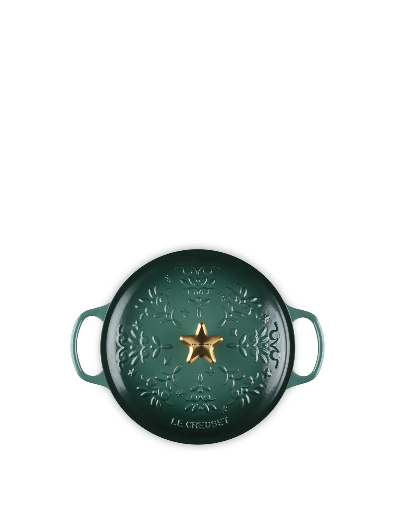 Cast Iron Round Casserole Noel Tree Relief - Image 4