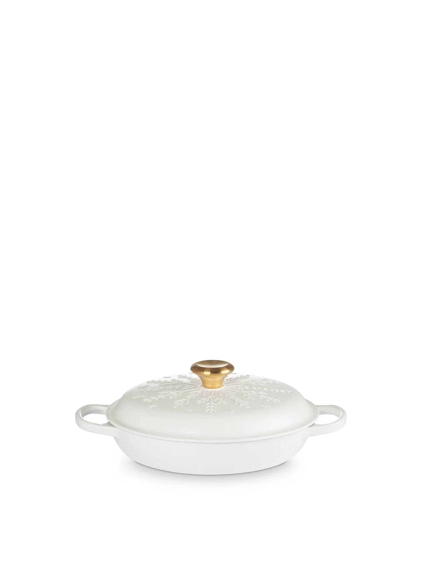 Cast Iron Shallow Casserole Snowflake Relief - Image 2