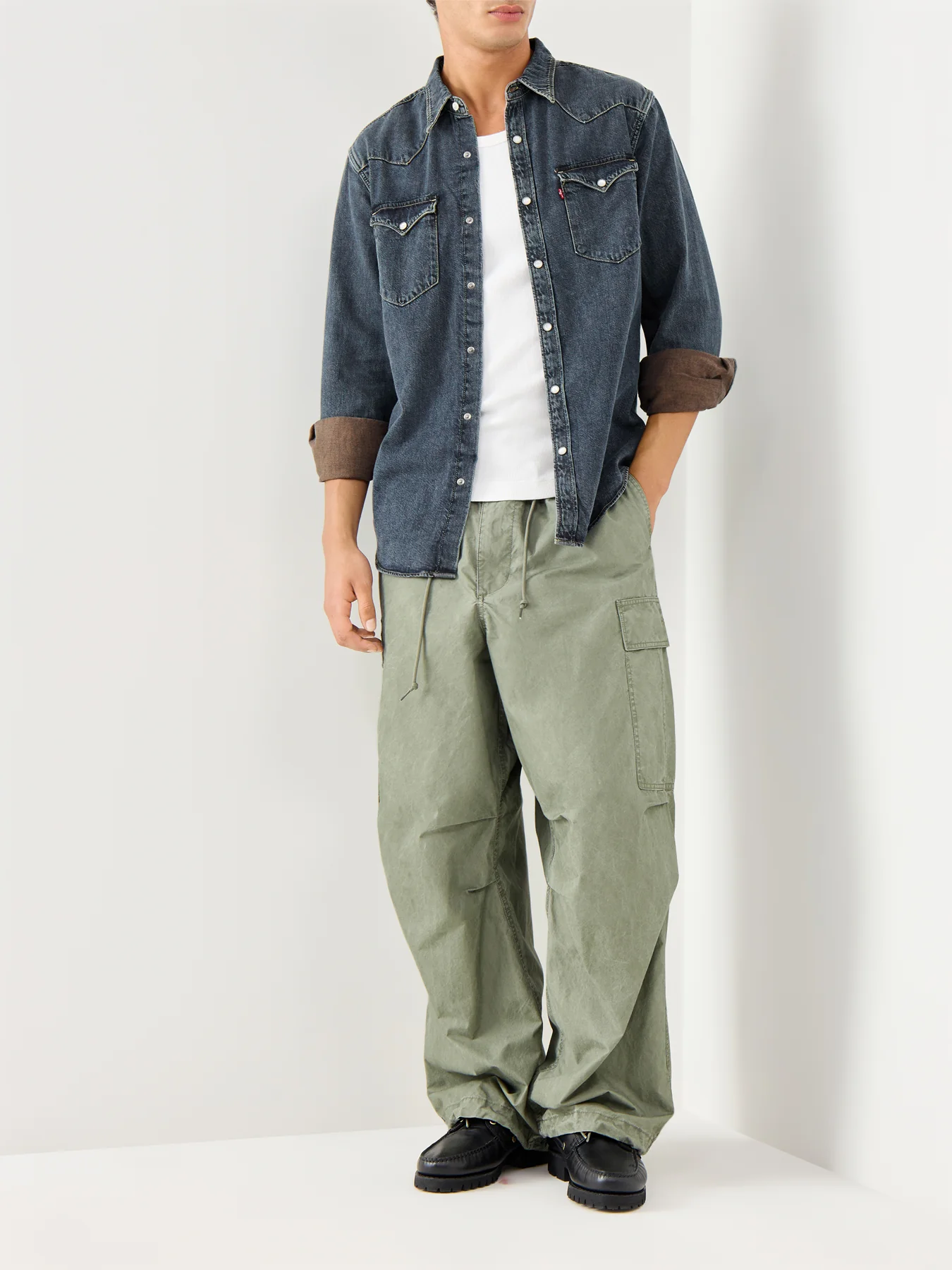 Barstow Western Standard Denim Shirt Brown - Image 2