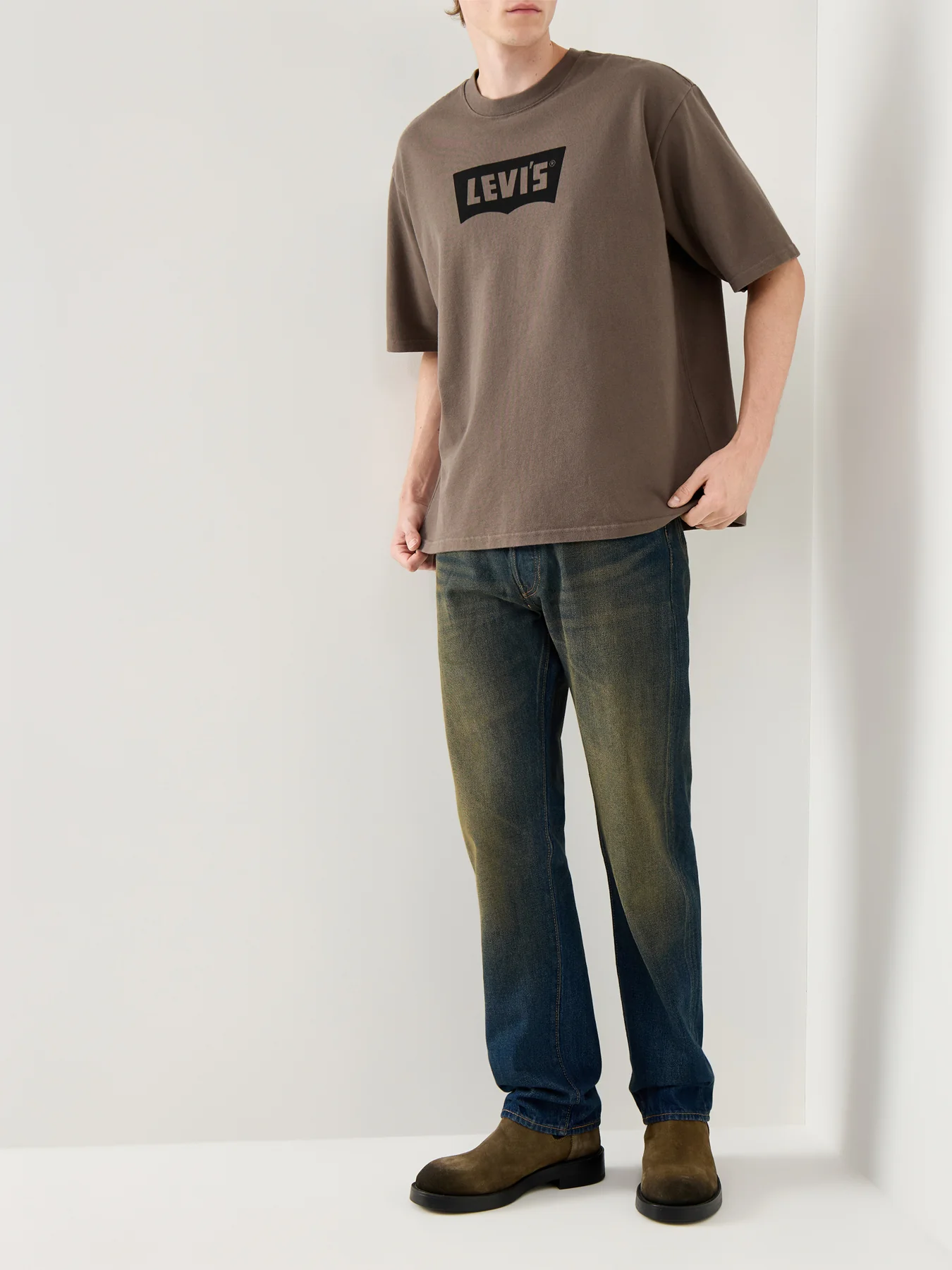 Half Sleeve Cotton Tee Brown - Image 2