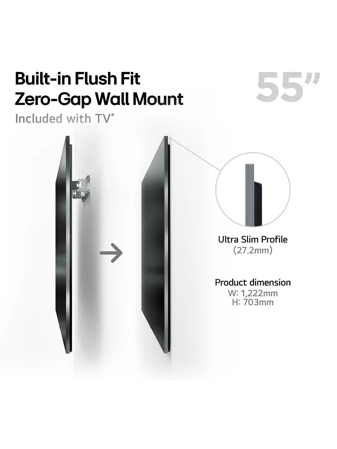 OLED55G54LW 55 Inch OLED Evo AI 4k HDR Ultra Smart TV with Dolby Atmos Wall Mount Version 2025 - Image 2