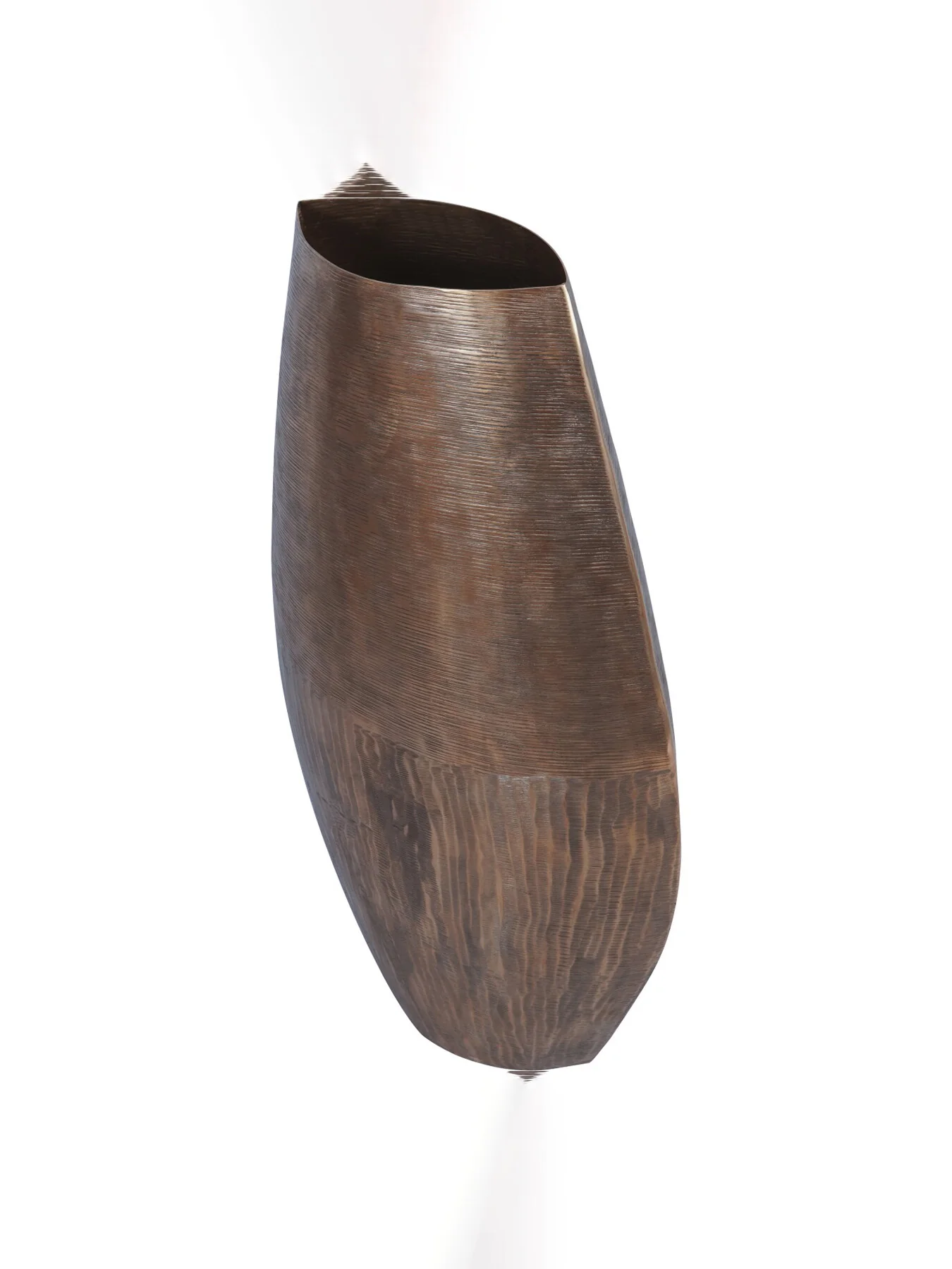 Southwold Textured Oval Antique Brass Vase 100cm - Image 3