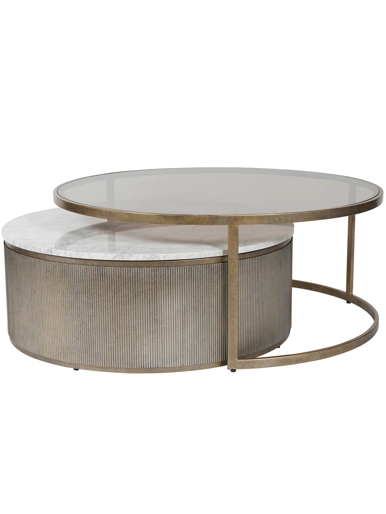 Belvedere Aged Gold Set of 2 Nesting Coffee Tables - Image 2