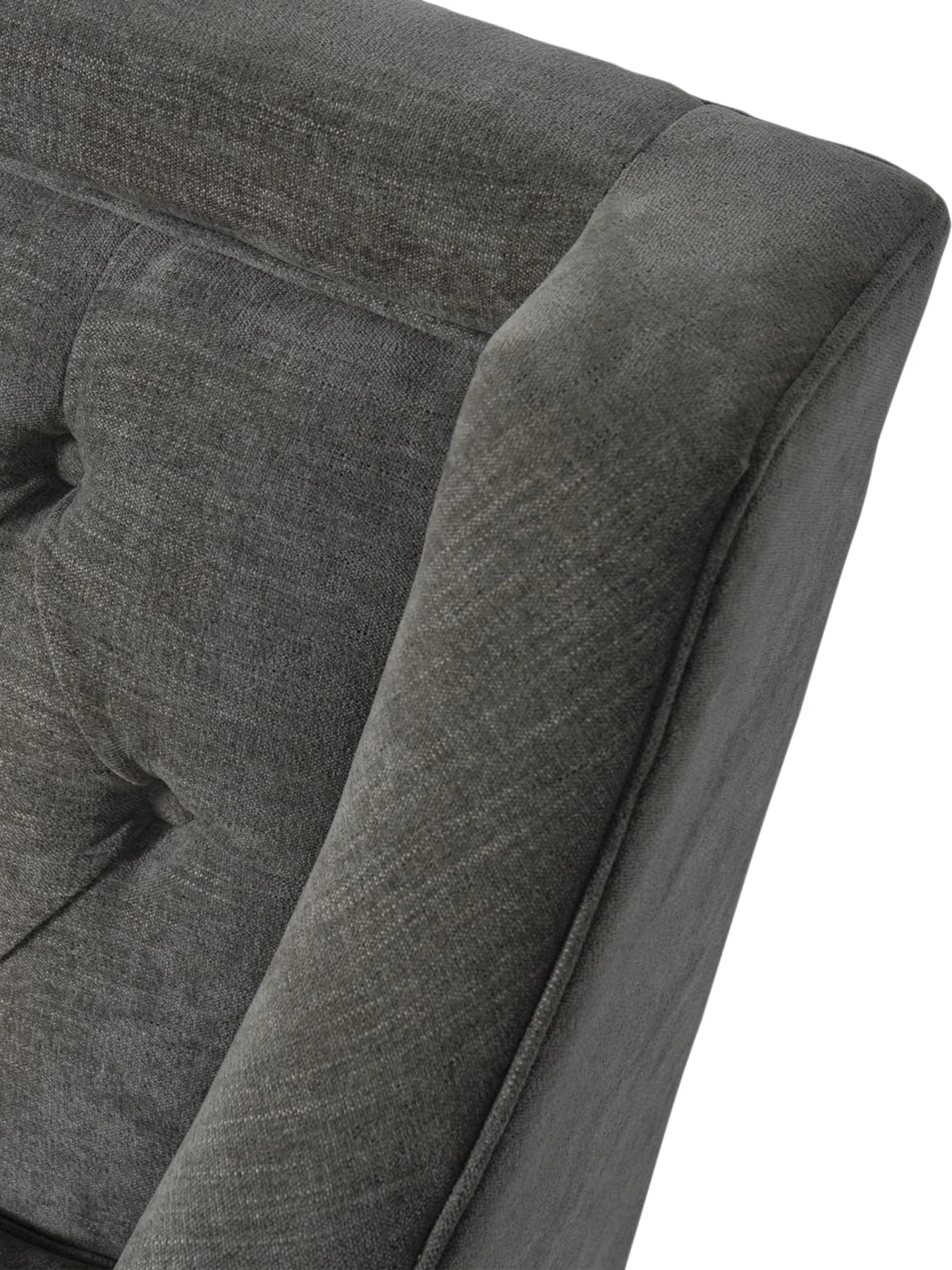 Theodore Buttoned Armchair in Warm Grey Fabric - Image 4