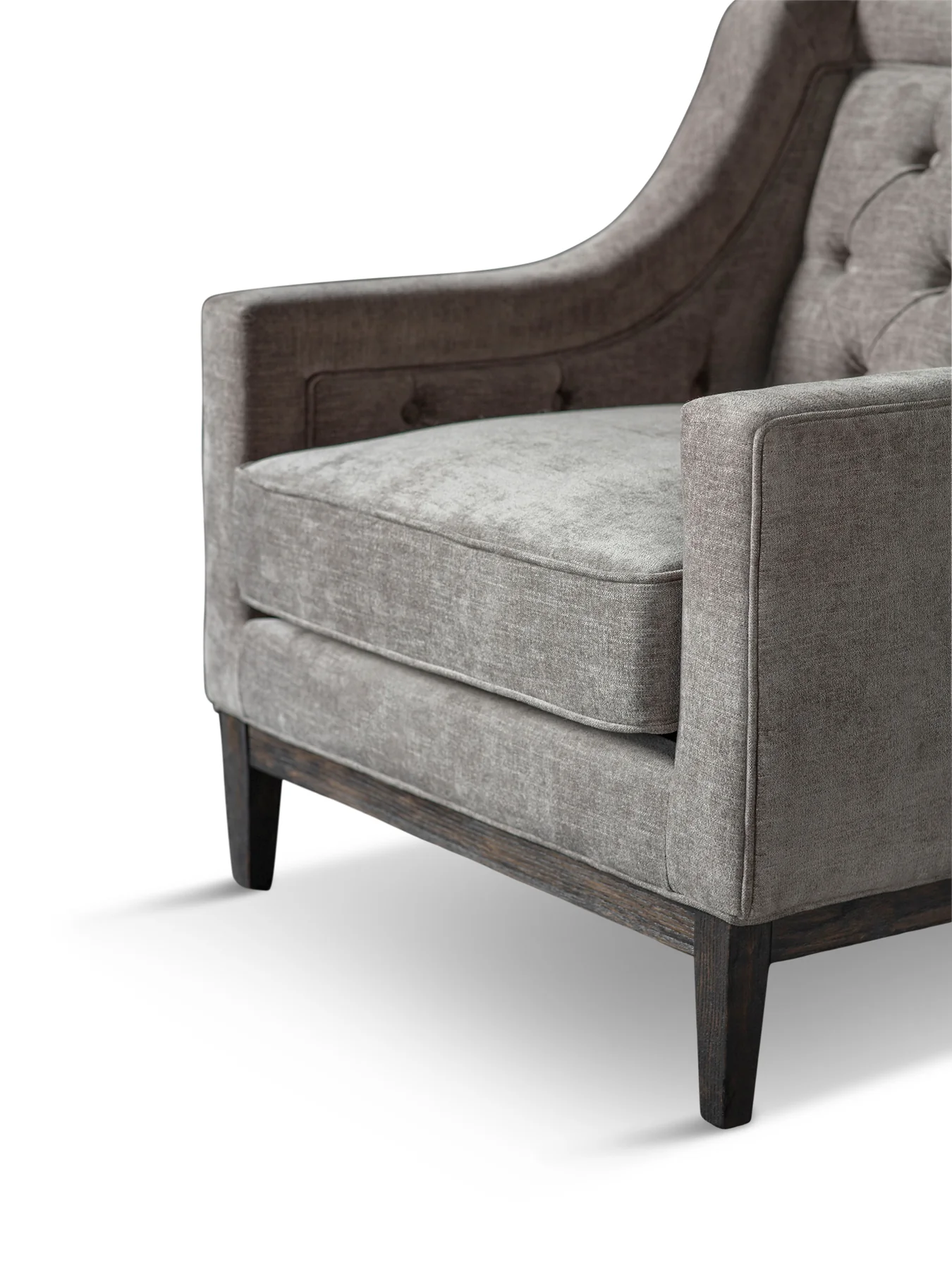 Theodore Buttoned Armchair in Warm Grey Fabric - Image 5