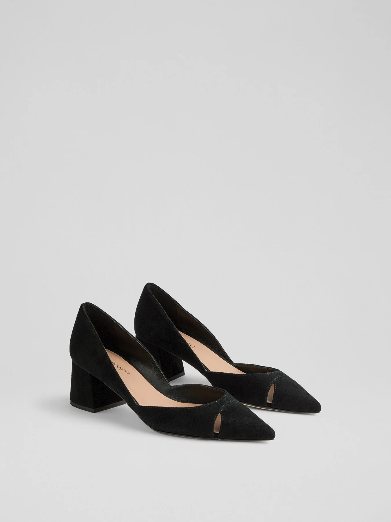 Cecile Suede Cut Out Block Heel Court - Image 2