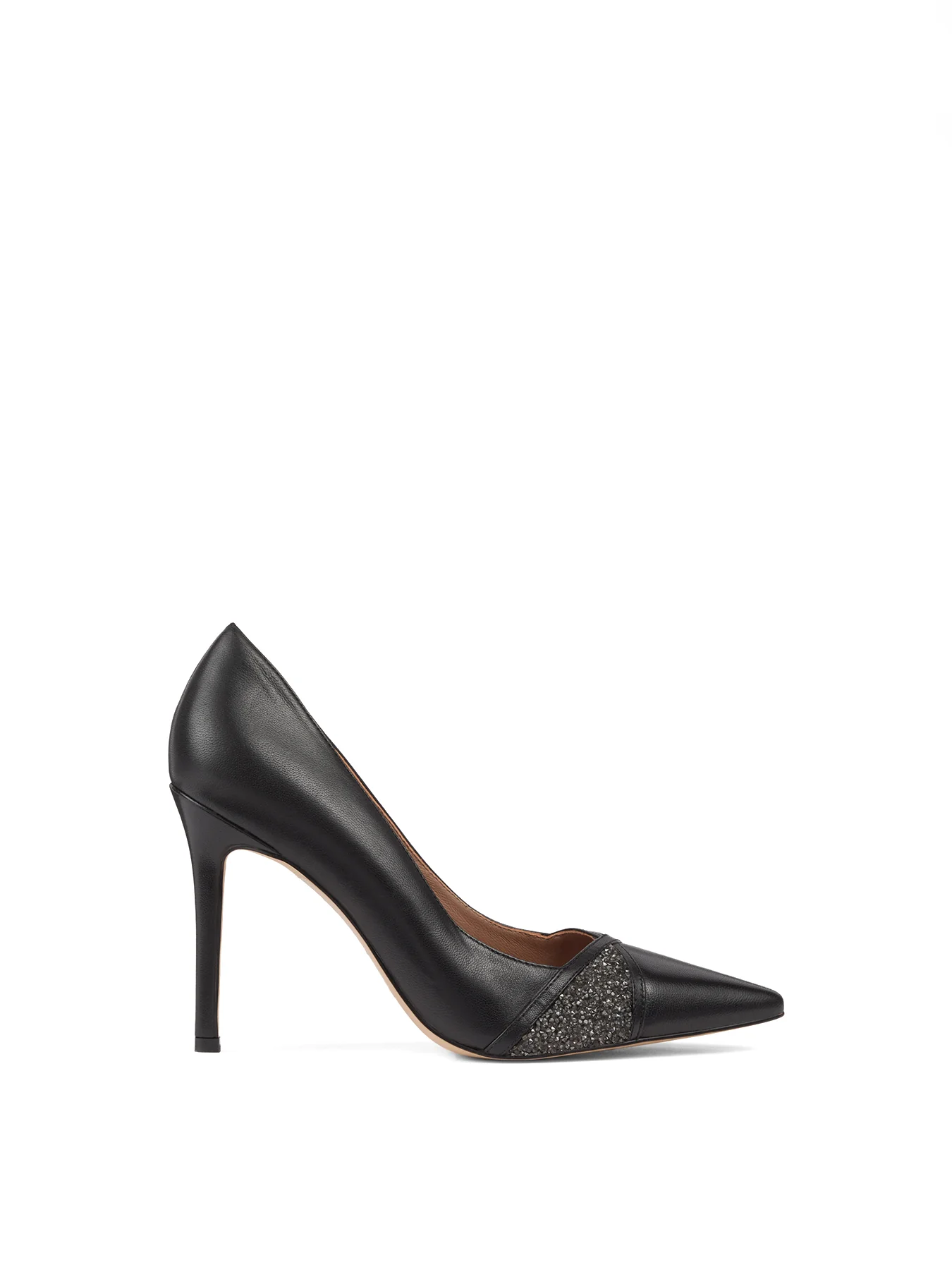 Crystal Black Court Shoes Black