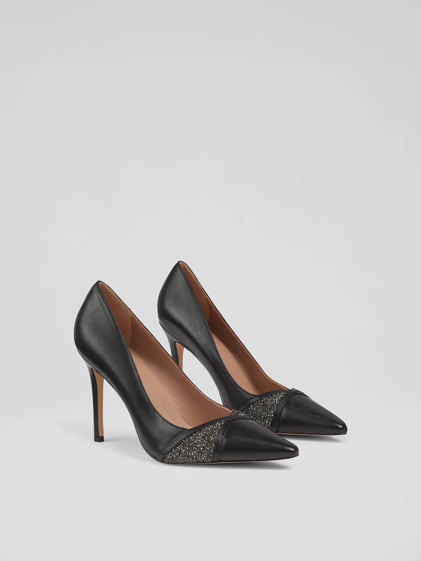 Crystal Black Court Shoes Black - Image 3