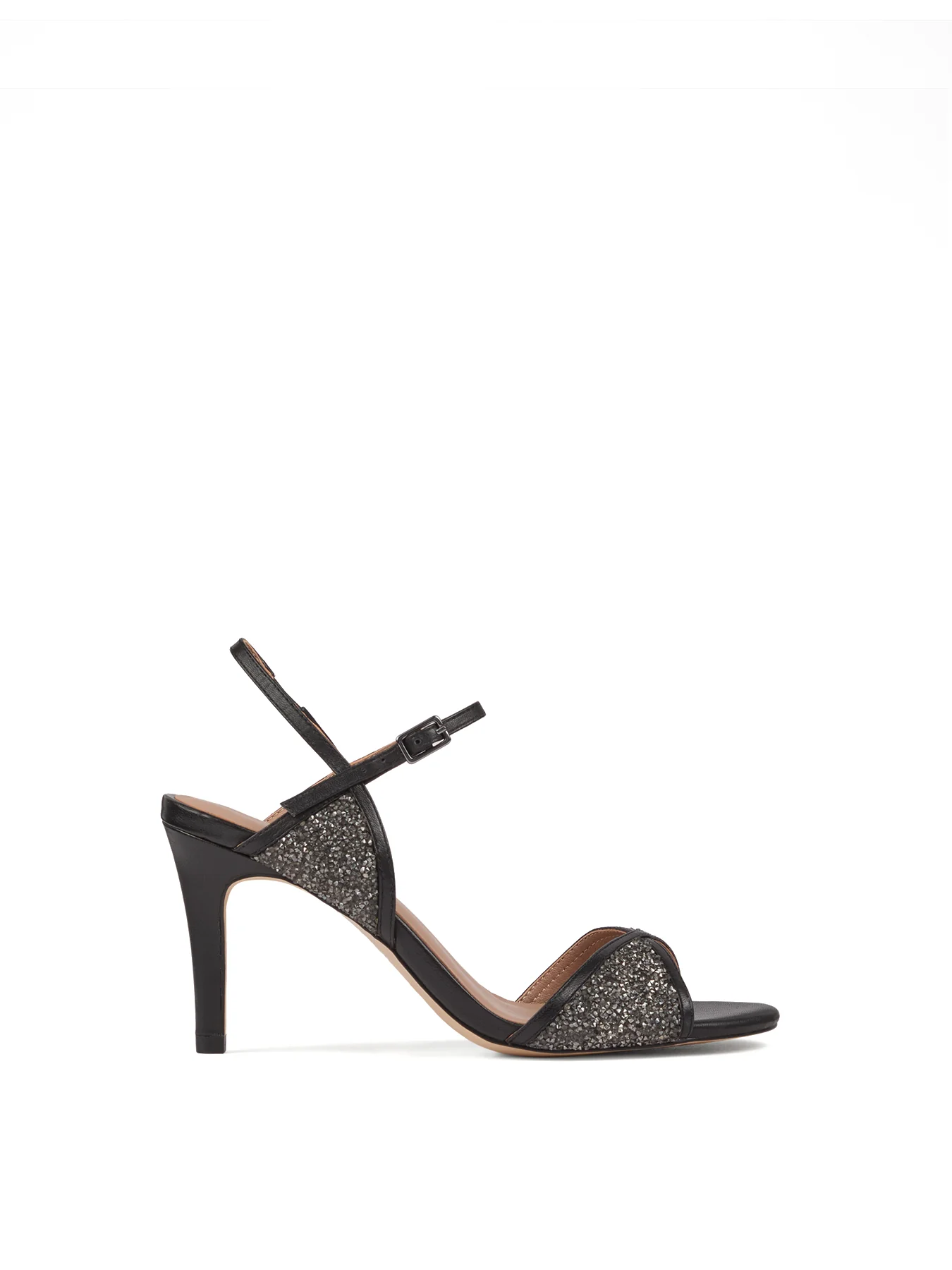 Estelle Crystal Detail Heel Sandals Black