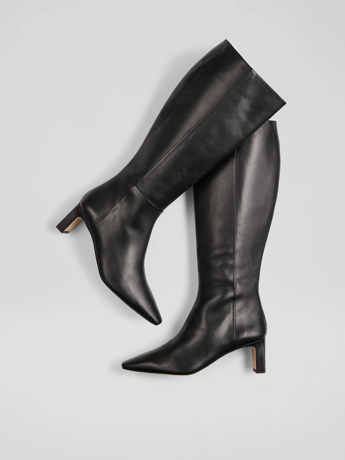 Margarite Leather Knee Boots Black - Image 2