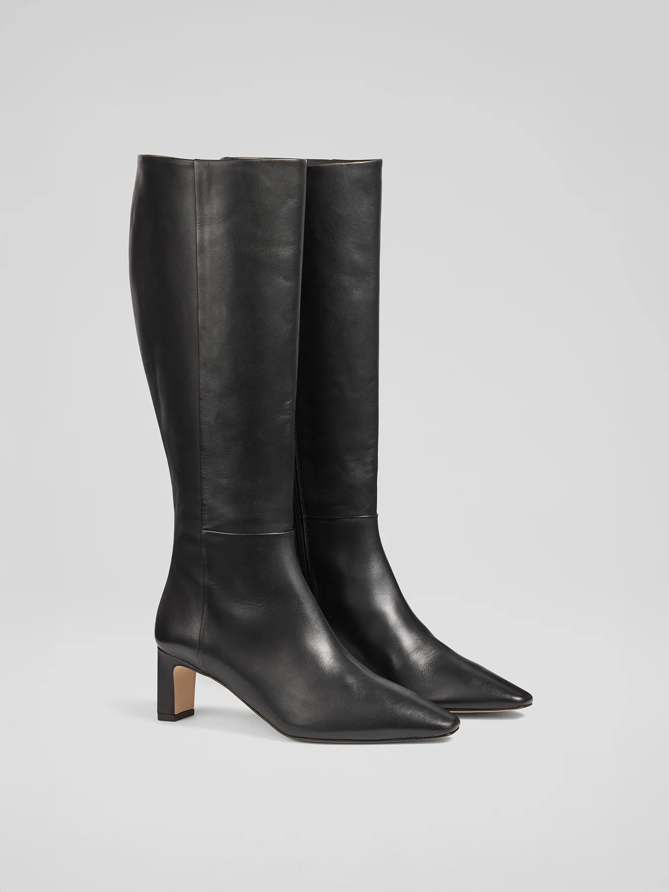 Margarite Leather Knee Boots Black - Image 3