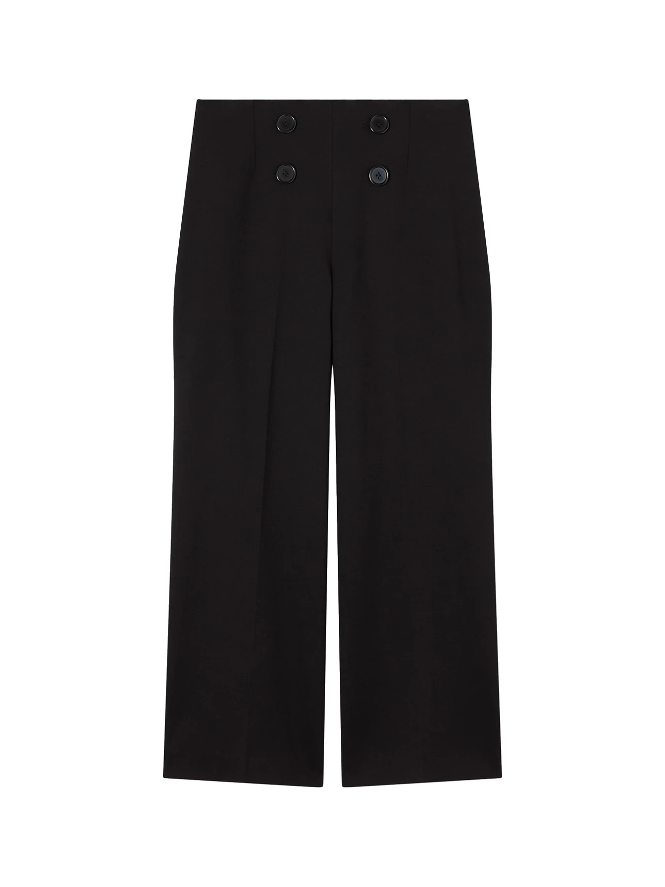 Polly Viscose Button Front Side Zip Trousers Black