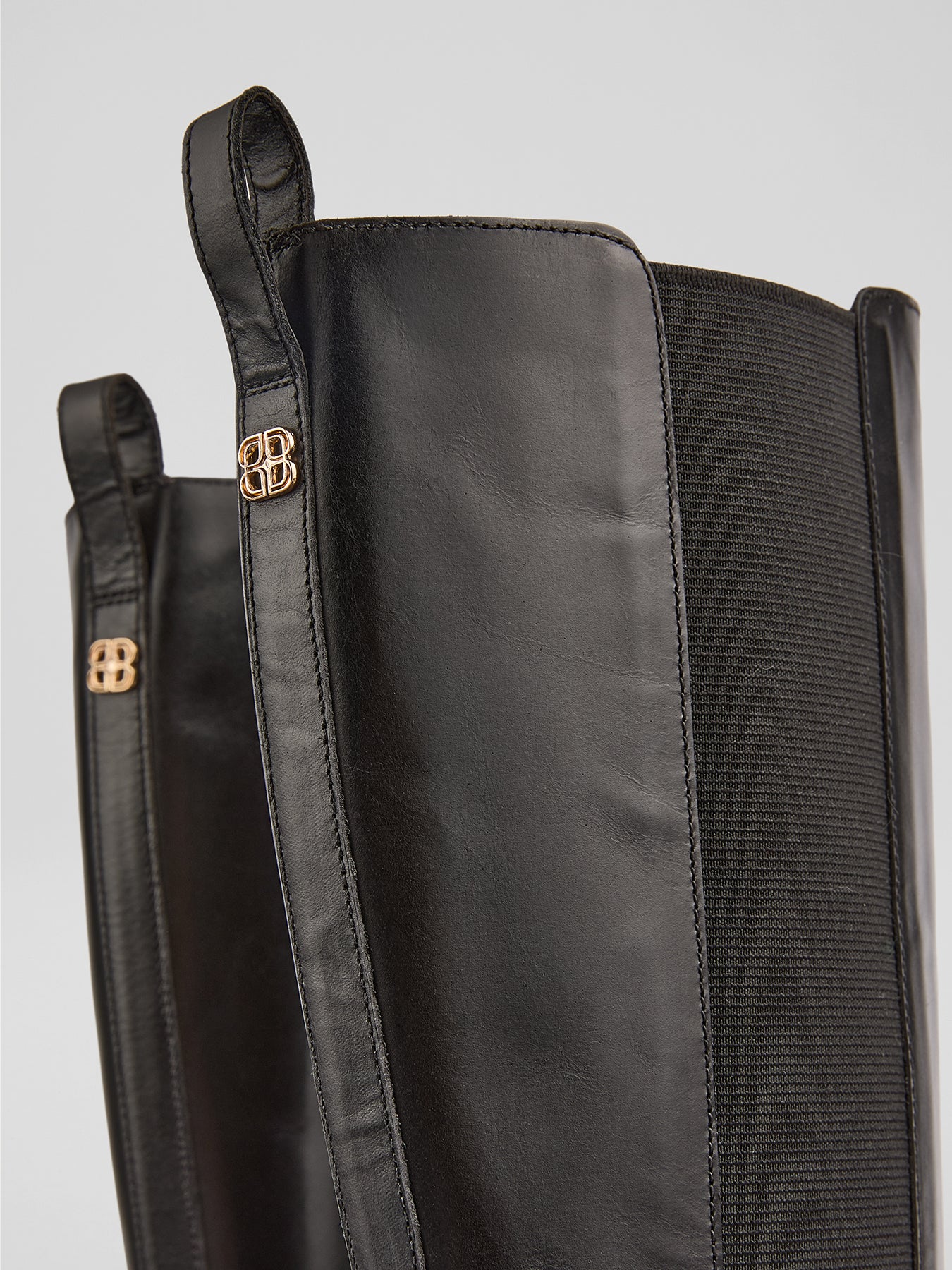 Zara Leather Knee Boots Black - Image 3