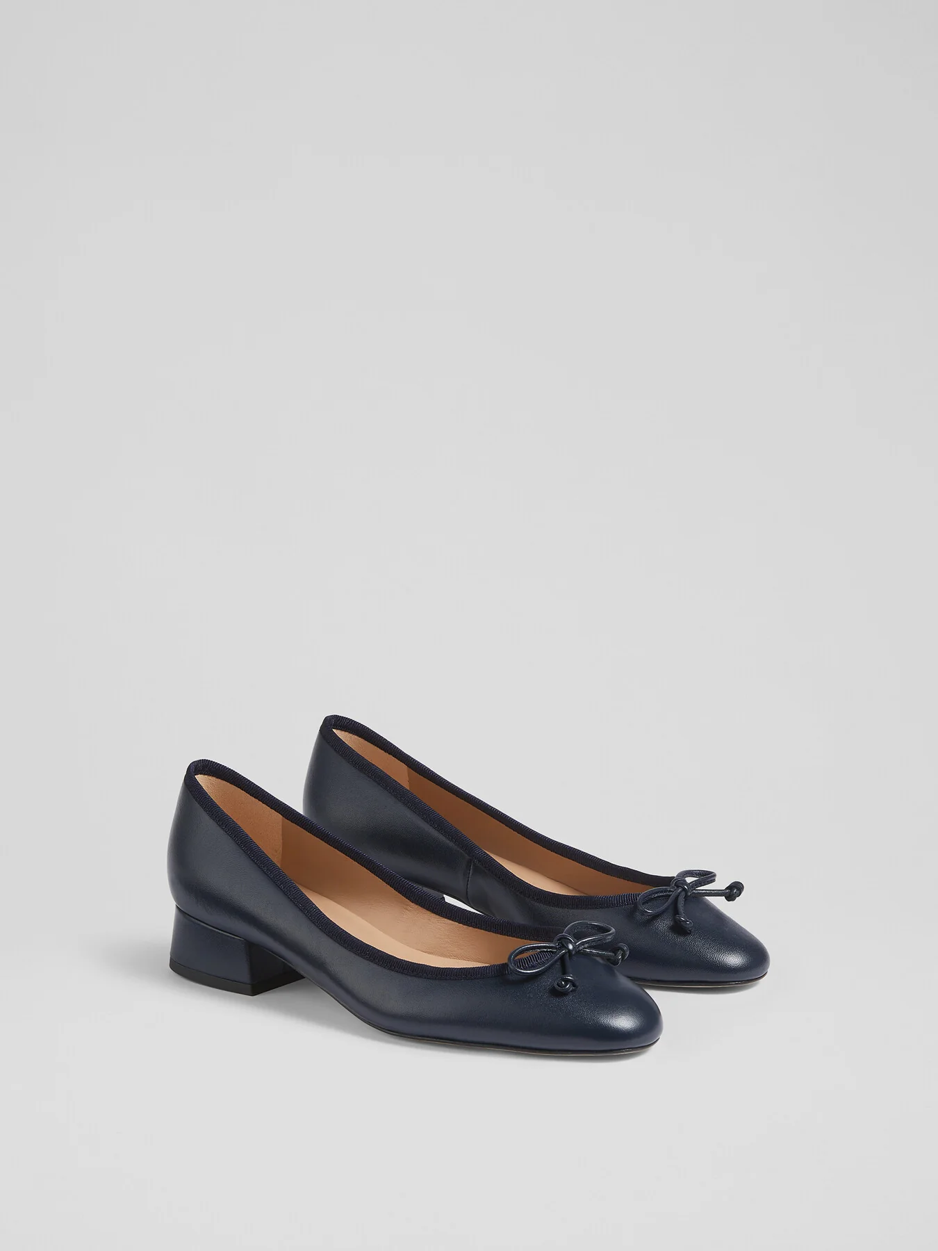 Aurelie Navy Grosgrain Ballerina Court Shoes - Image 2
