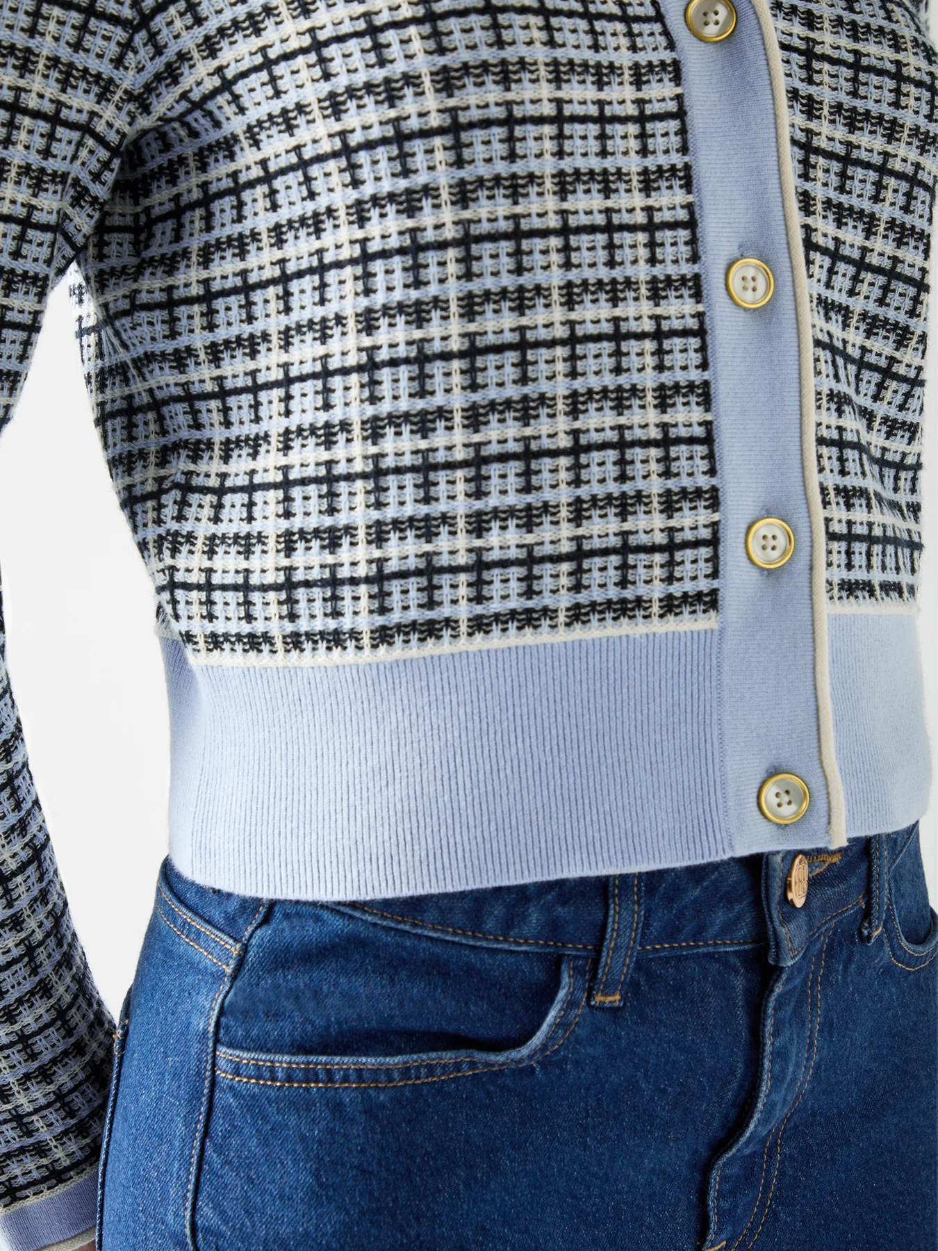 Blue Honey Cotton Blend Blue Cardigan - Image 3