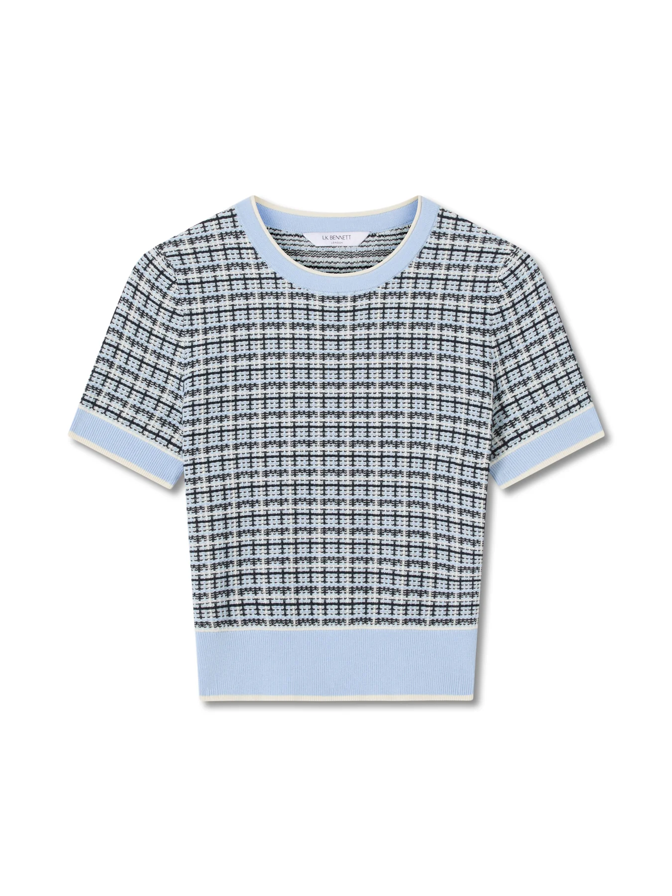 Blue Honey Cotton Blend Blue Mix Knitted Top