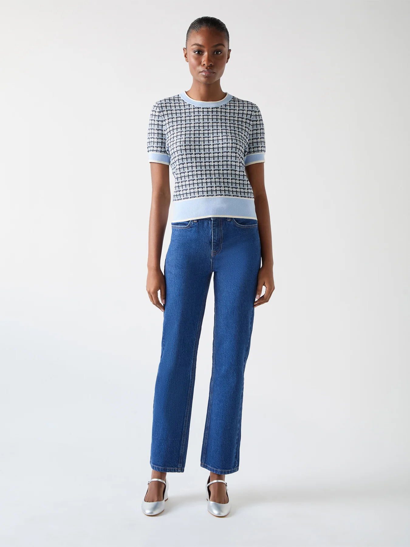 Blue Honey Cotton Blend Blue Mix Knitted Top - Image 2