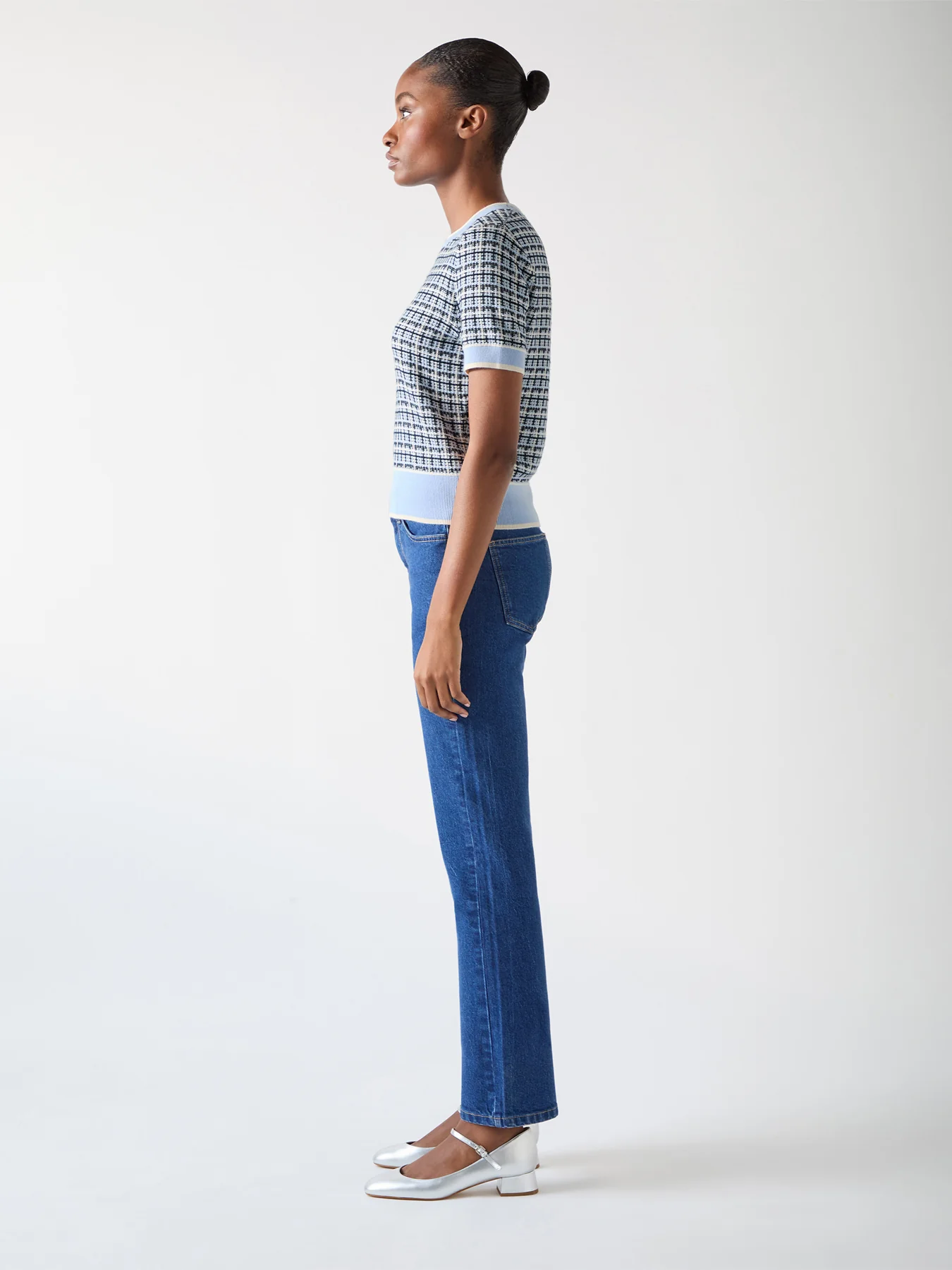 Blue Honey Cotton Blend Blue Mix Knitted Top - Image 3