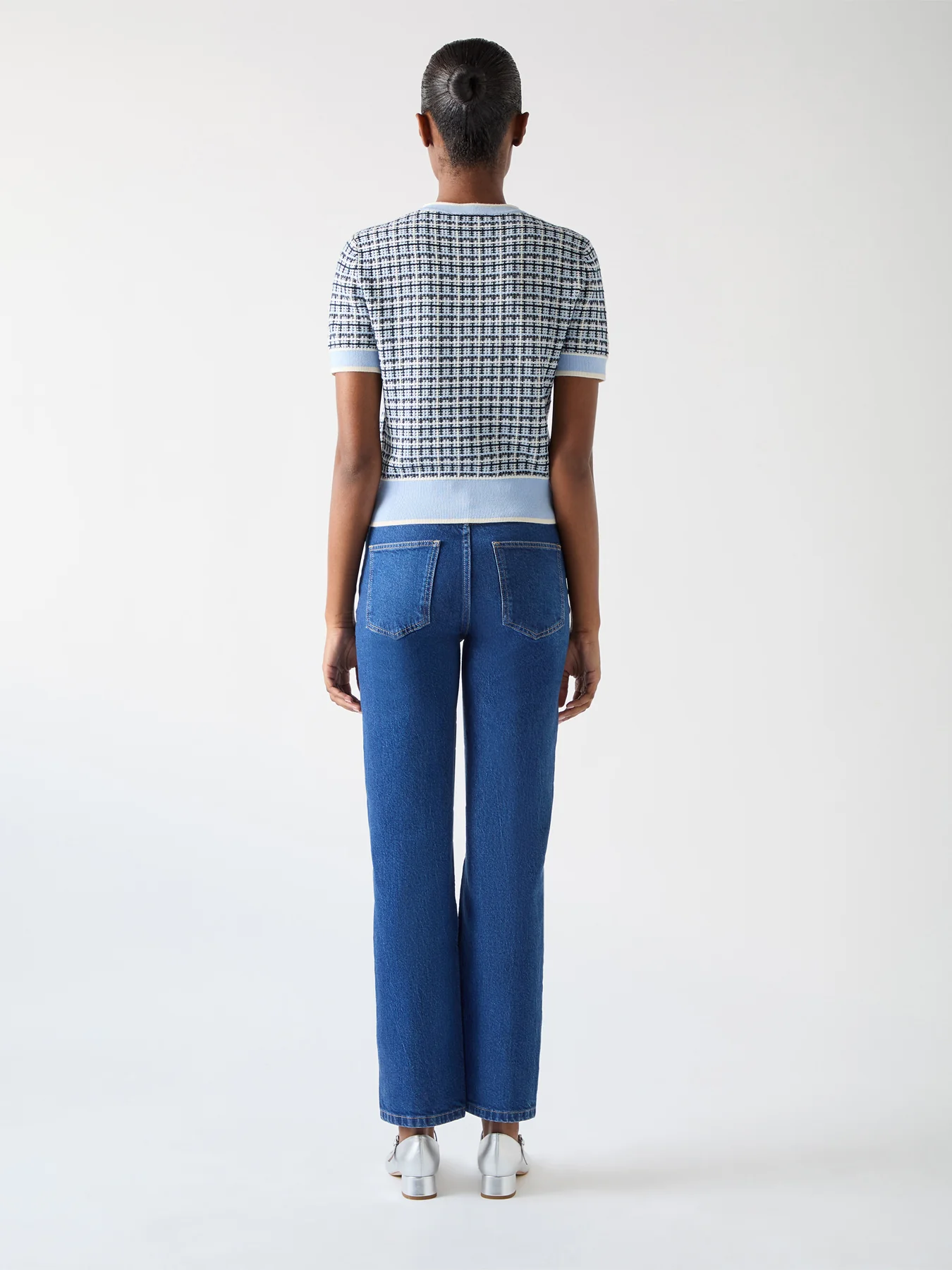 Blue Honey Cotton Blend Blue Mix Knitted Top - Image 4