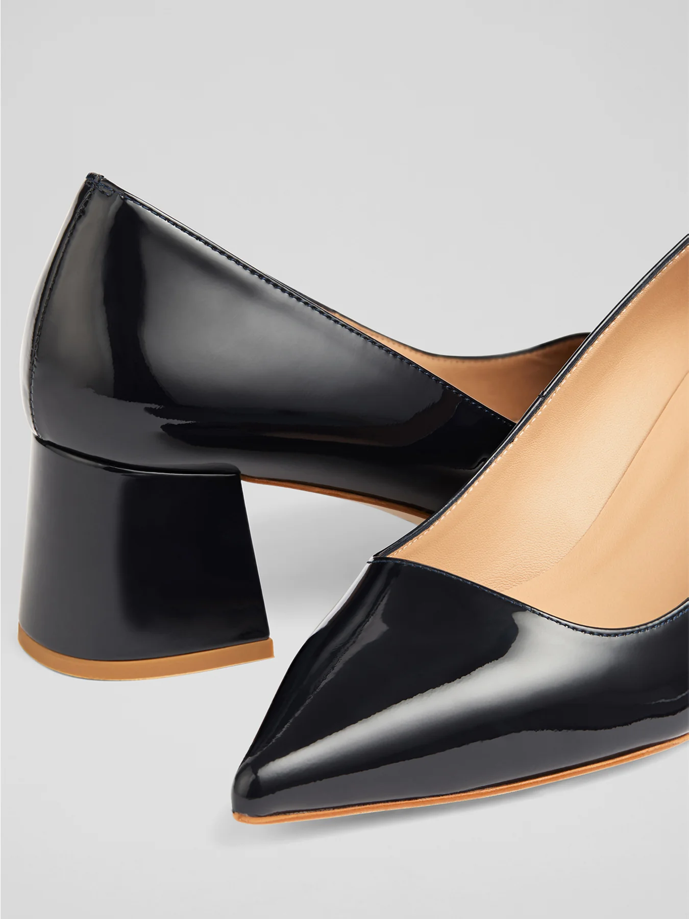 Blue Sloane Navy Patent Pointed Block Court - Image 4