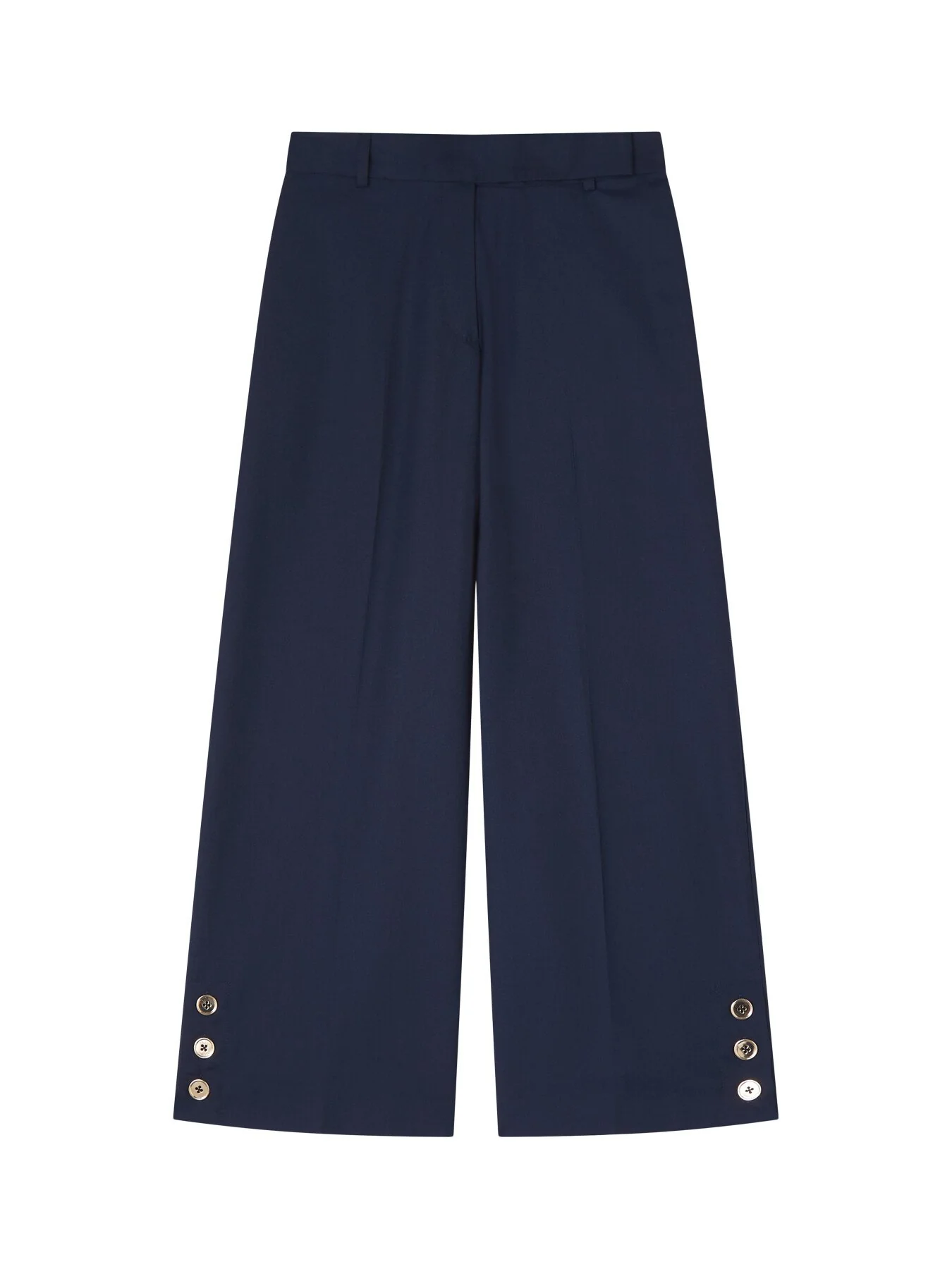 Keaton Navy Wide-Leg Cropped Trousers