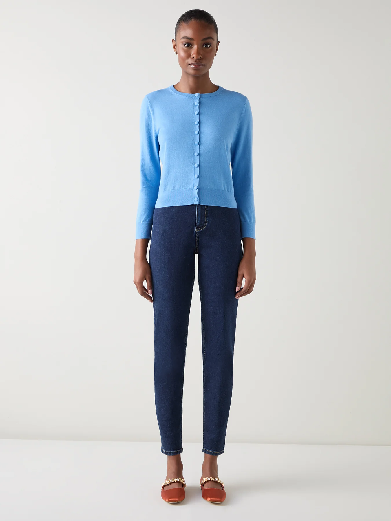 Lottie Plain Fine Gauge Cardigan Blue - Image 2