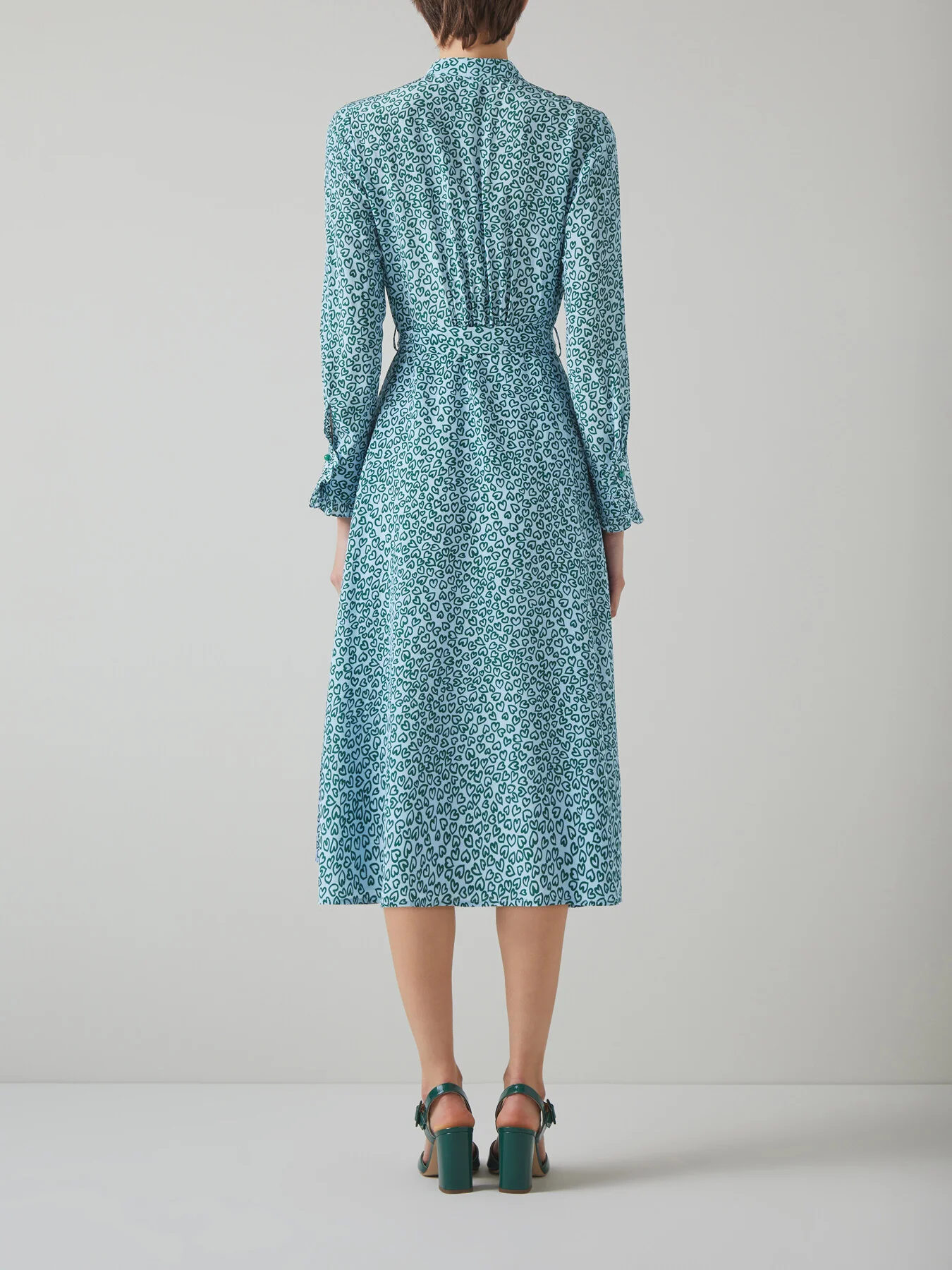Soni And Green Heart Print Silk  Dress - Image 3