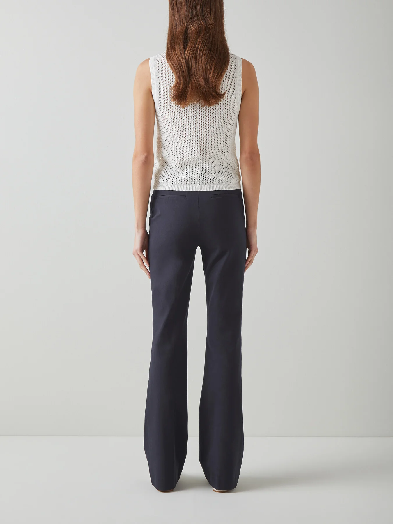 Susie Navy Cotton-Blend  Flared Trousers - Image 3