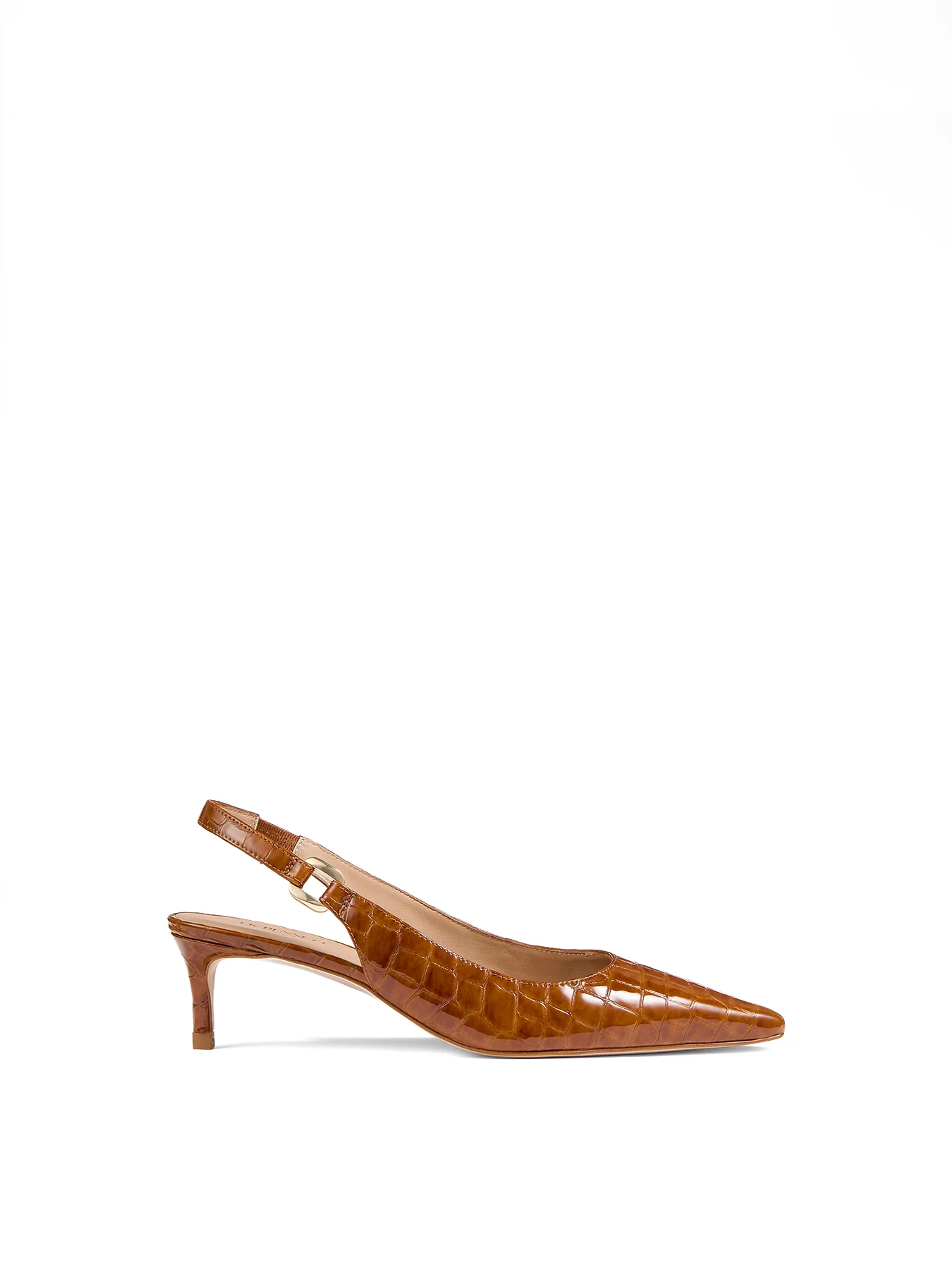 Oloid Croc Leather Slingback Open Courts Brown