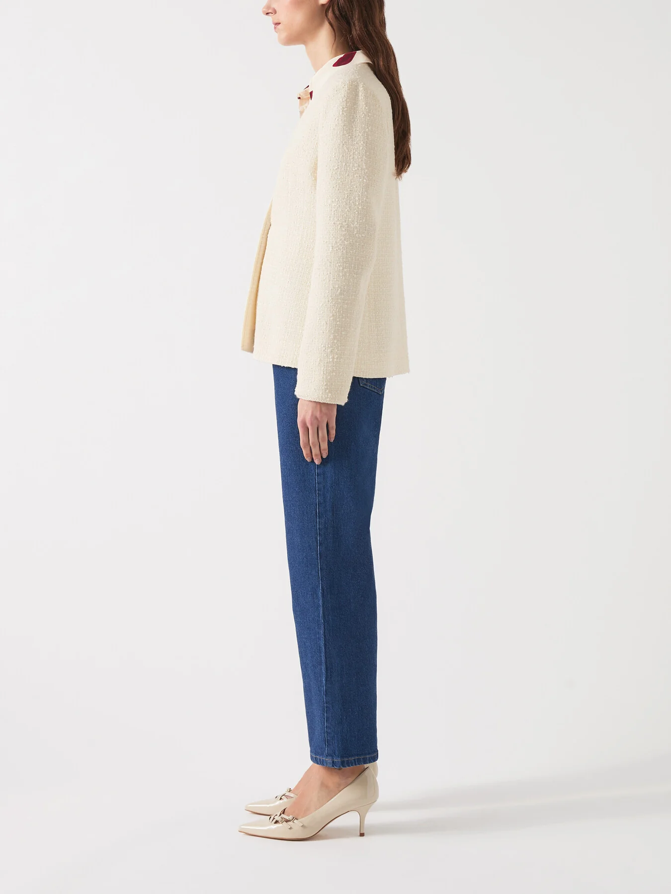 Chloe Ivory Cotton Blend Tweed Single Breasted Jacket - Image 3