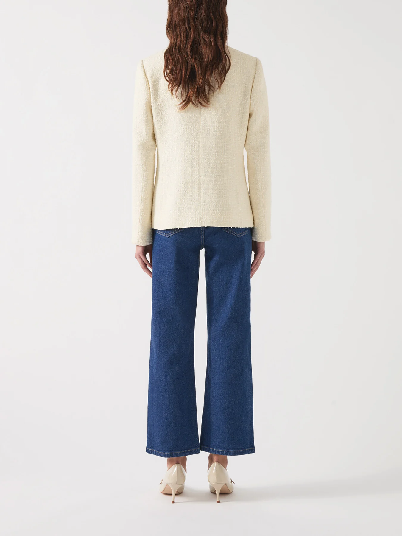 Chloe Ivory Cotton Blend Tweed Single Breasted Jacket - Image 4