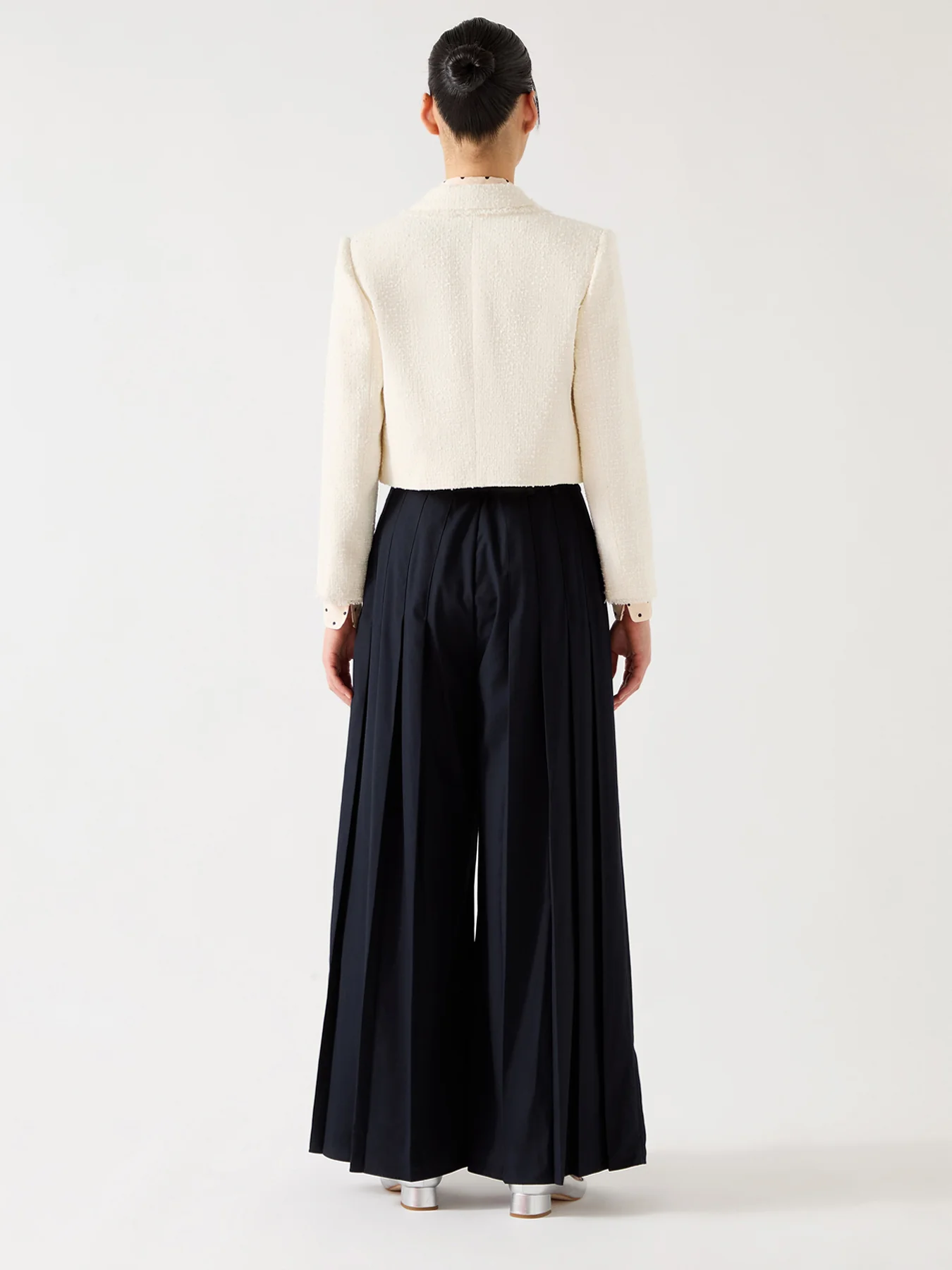 Cream Carla Ivory Cotton Cropped Collar  Jacket - Image 4