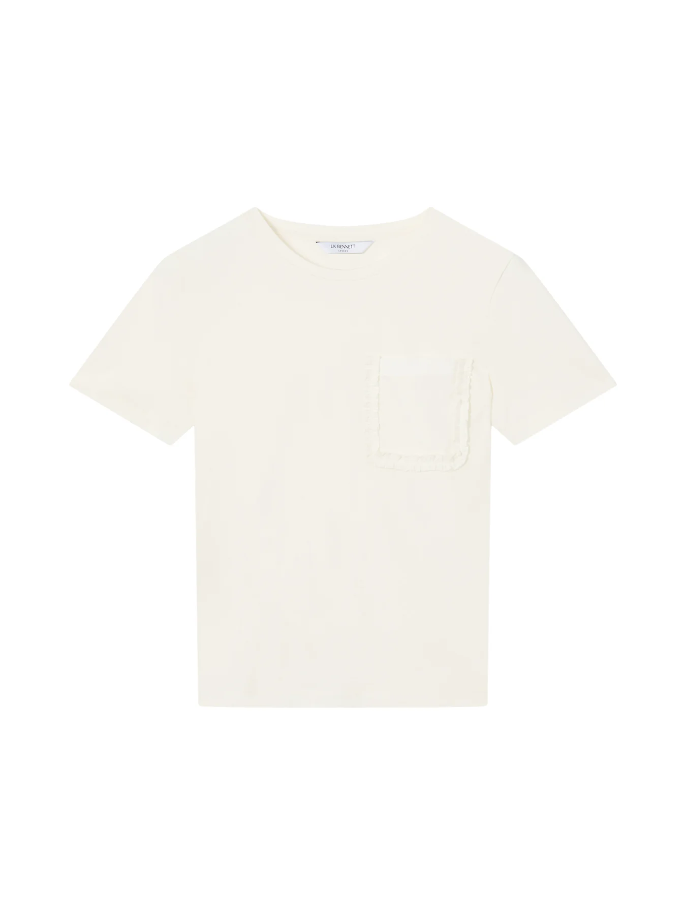 Cream Hally White Cotton Frill Detail T-Shirt