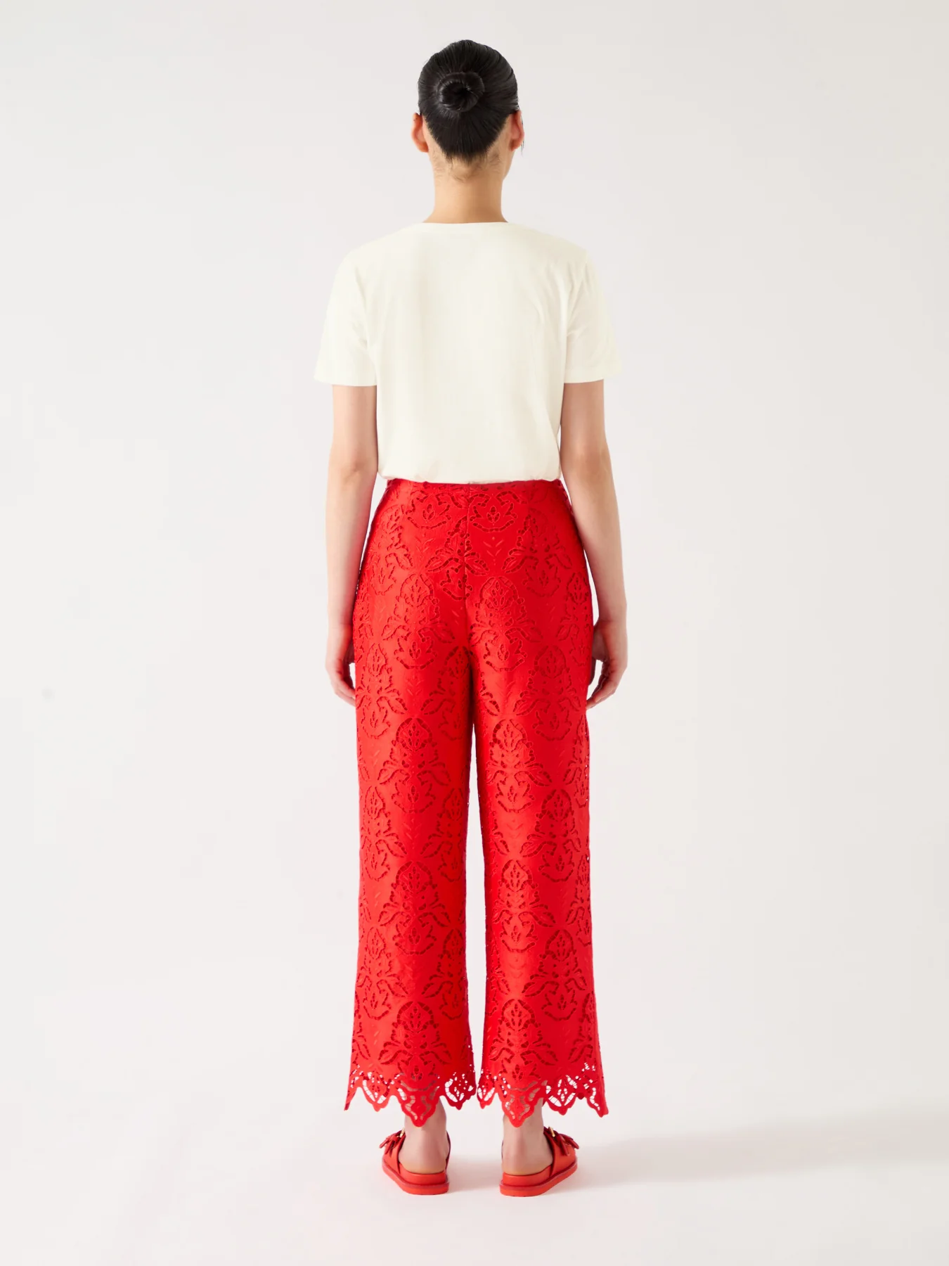 Cream Hally White Cotton Frill Detail T-Shirt - Image 4