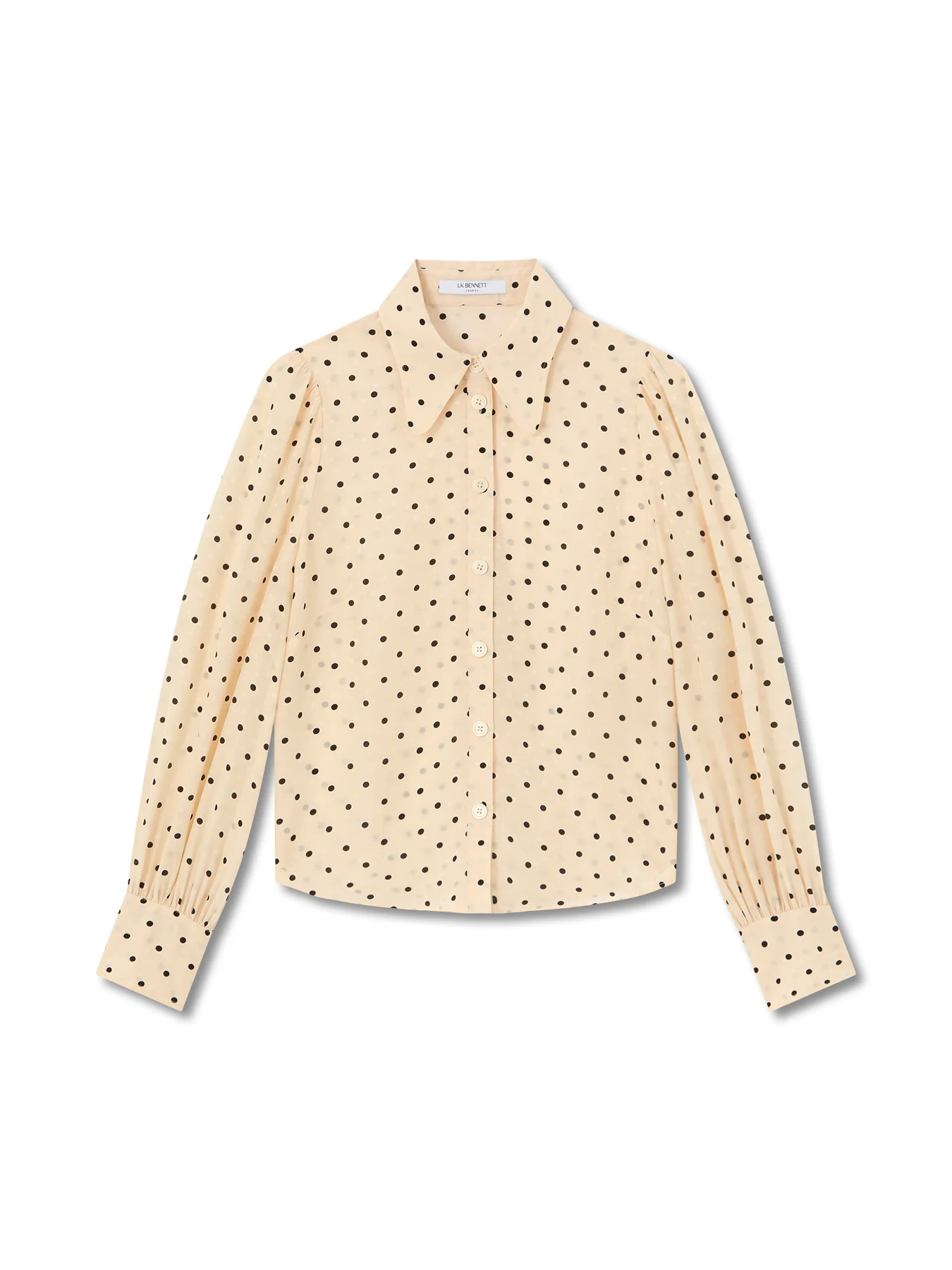 Cream Sonya Birch & Black Silk Blend Polkadot Jacquard Blouse