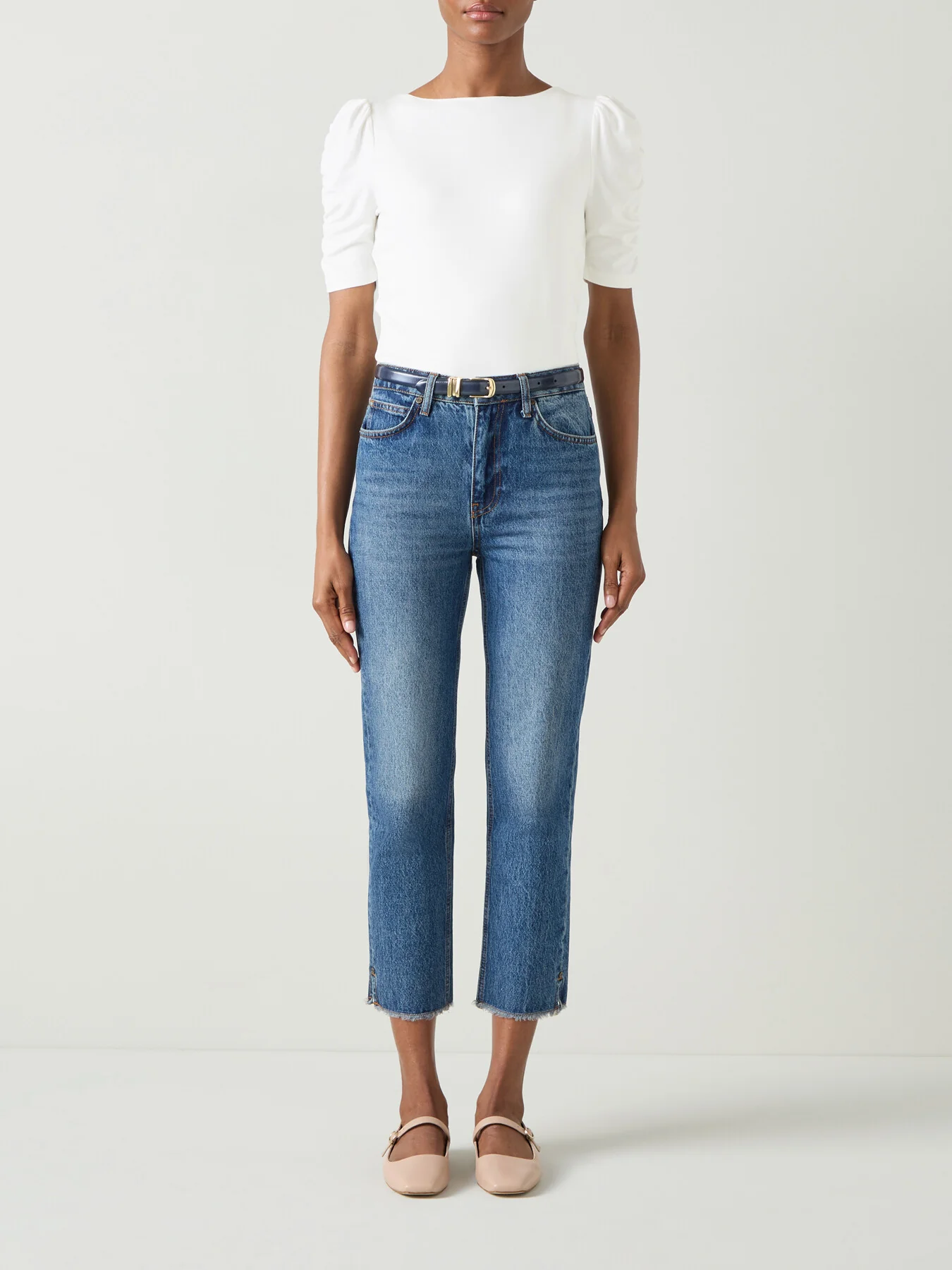 Diana Ecru Rouched 3/4 Sleeve Knit - Image 2