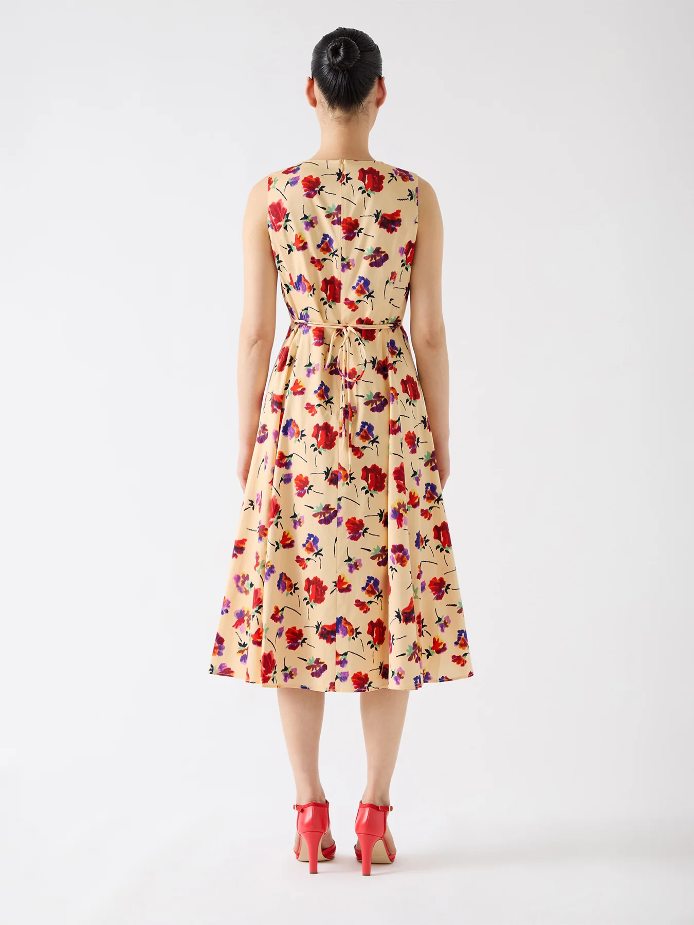 Green Esme Viscose Spot Print Fit & Flare Collared Dress - Image 4